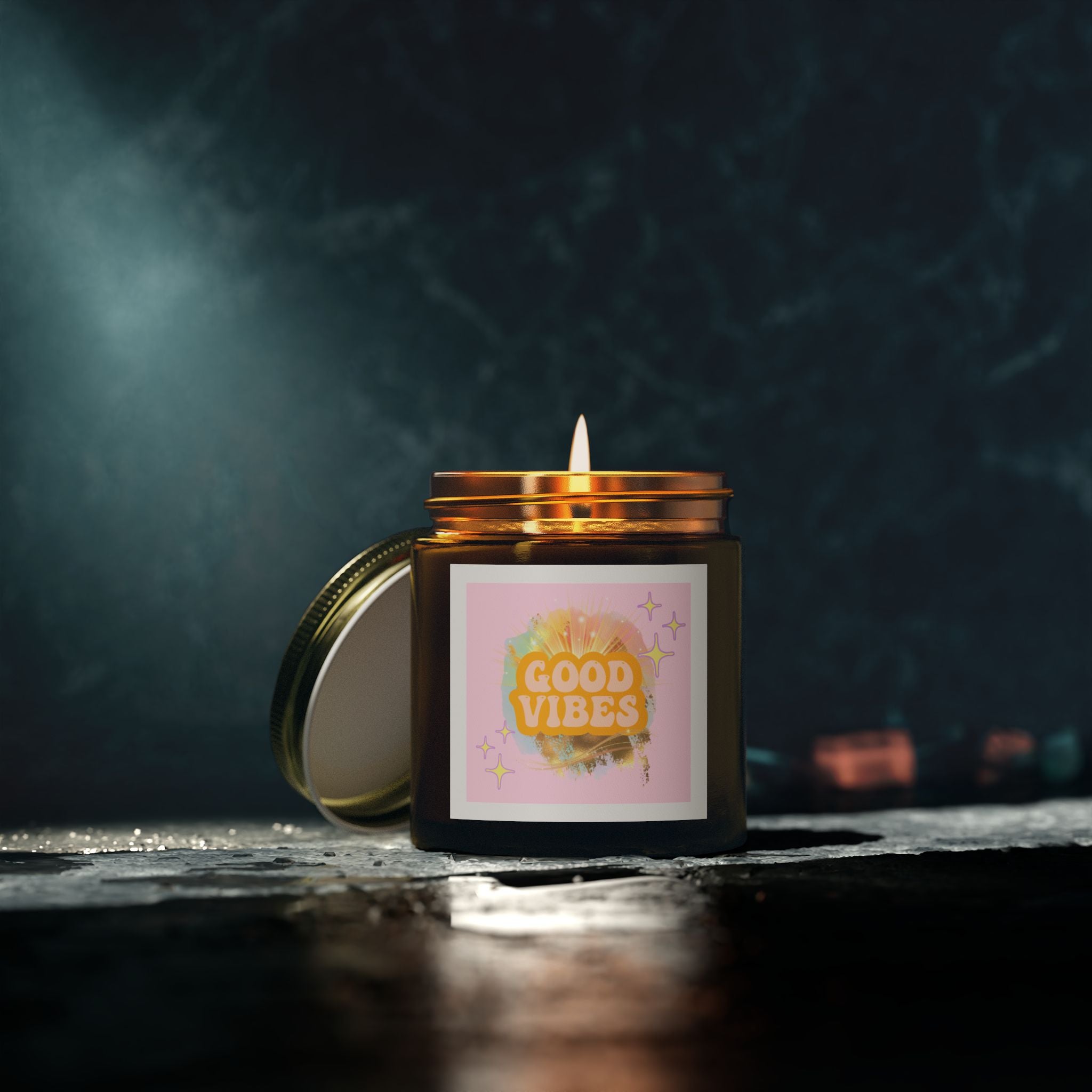 60s–70s Good Vibes Candle ☮️🕯️