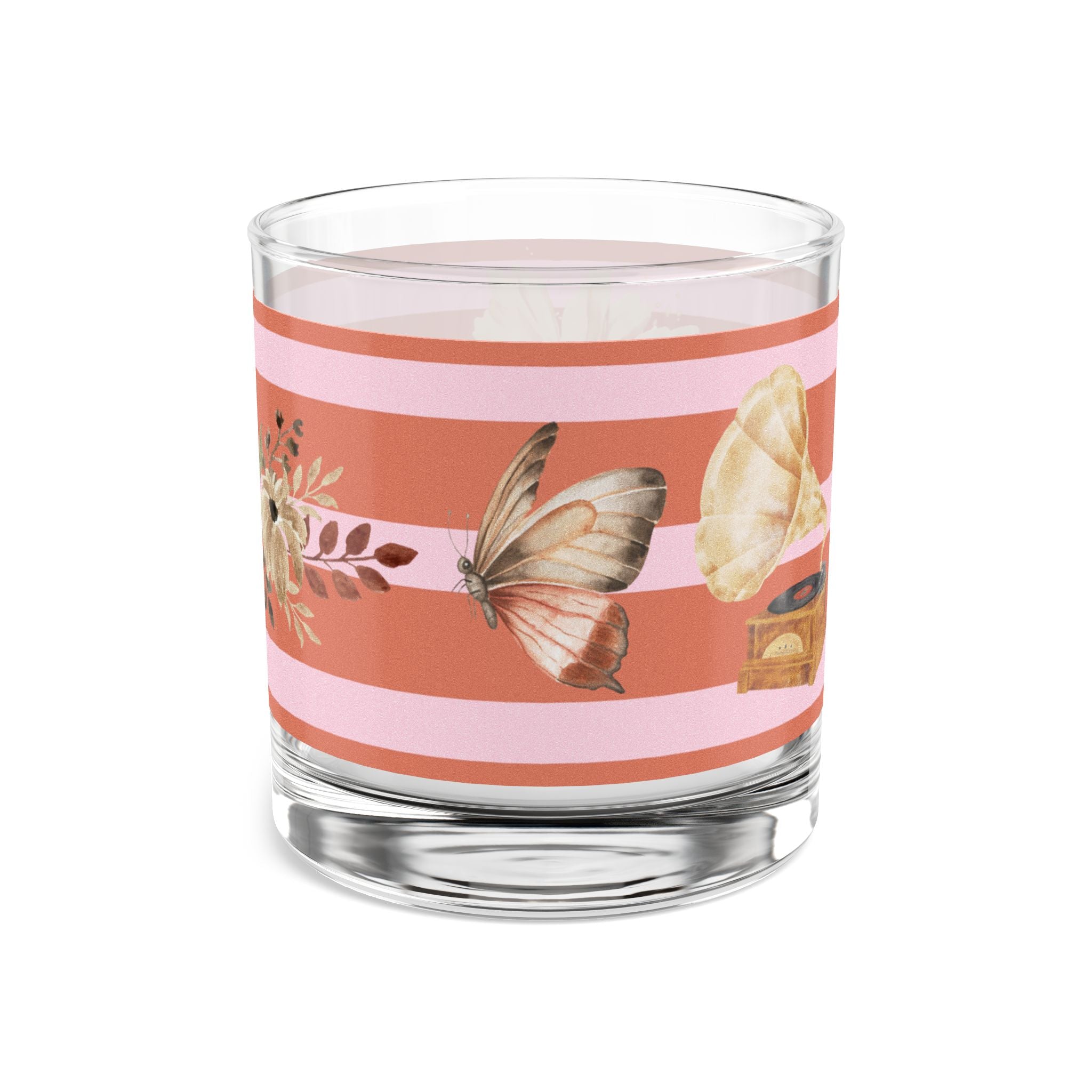 Golden Era Gramophone Floral Glass – 1950s Retro Charm 🌸🎶