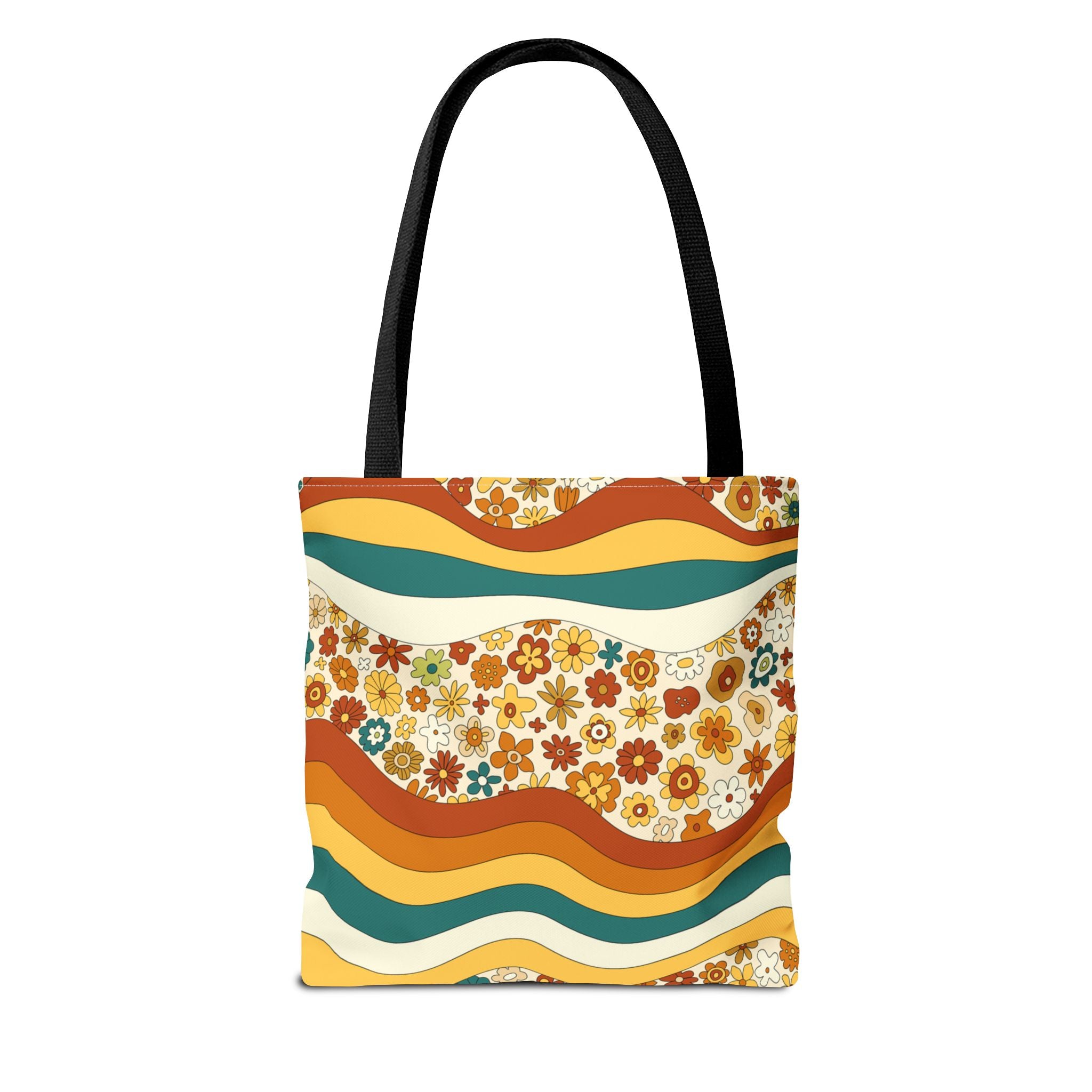 ✌️ 70s Floral Hippie Peace Sign Tote Bag