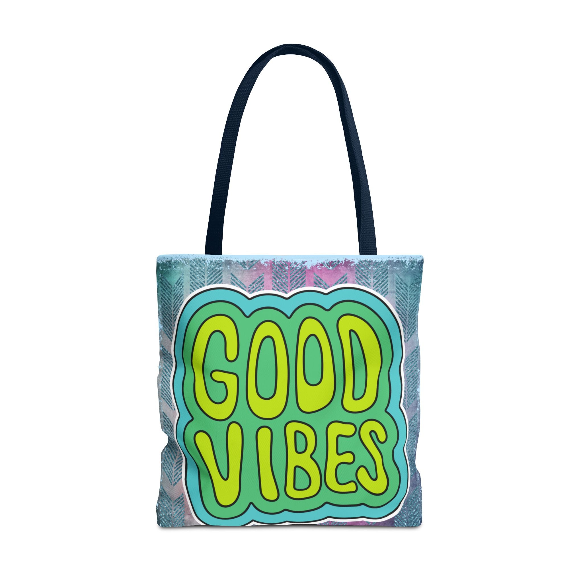 💚 70s Good Vibes Green & Blue Retro Throwback Tote Bag