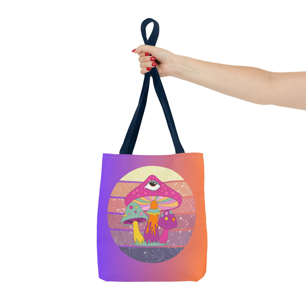 🍄🎶 70s Trippy Mushroom Synthwave Tote Bag 🌈✨