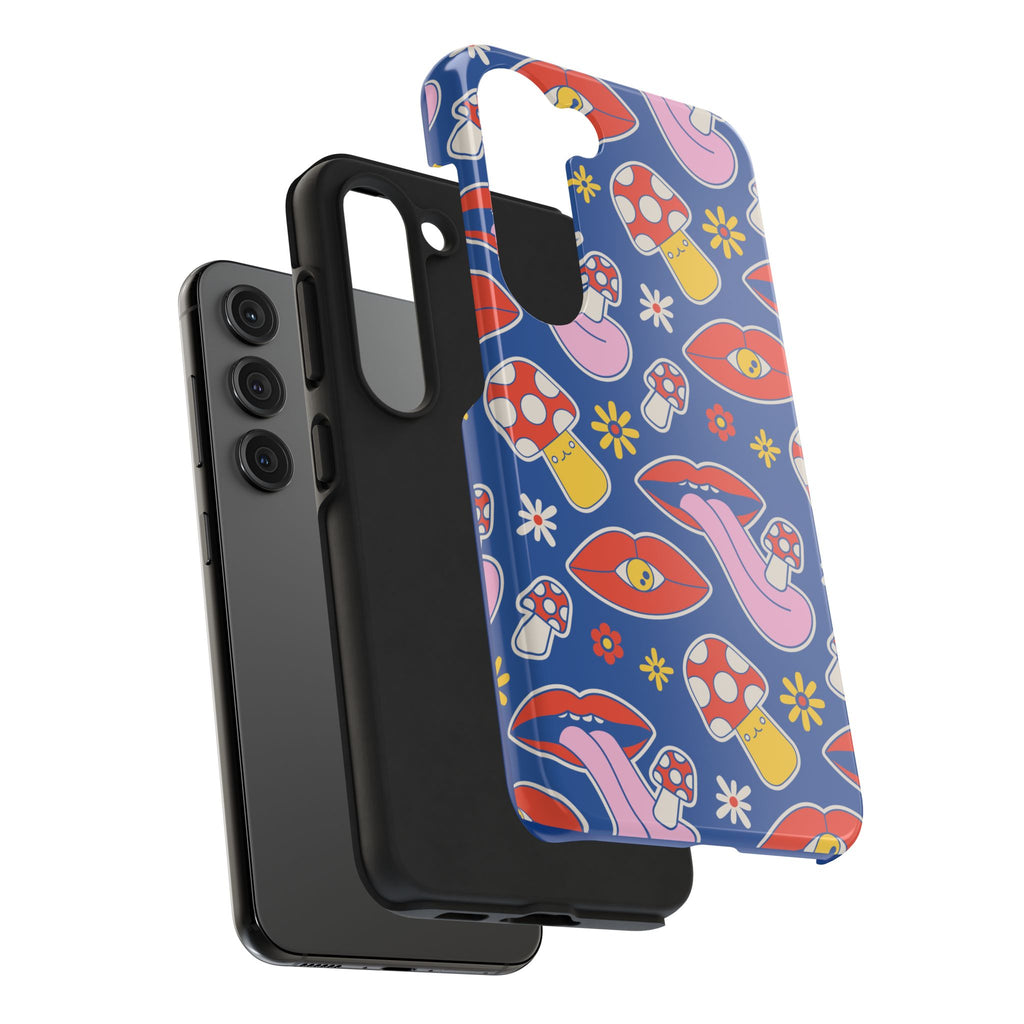 70s Lips Mushrooms Flower Power Phone Case 🌼💋🍄