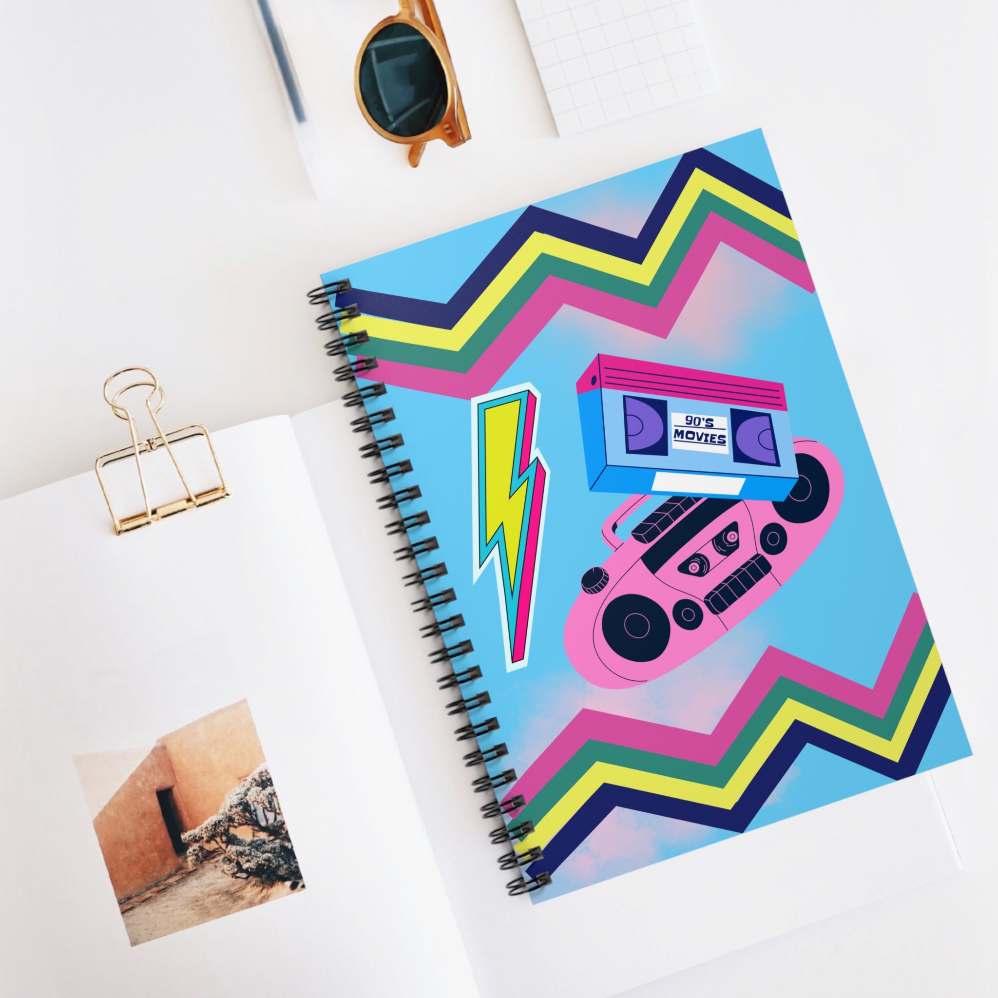 📼⚡ 90s Movies Boombox & Lightning Journal 🎶✨
