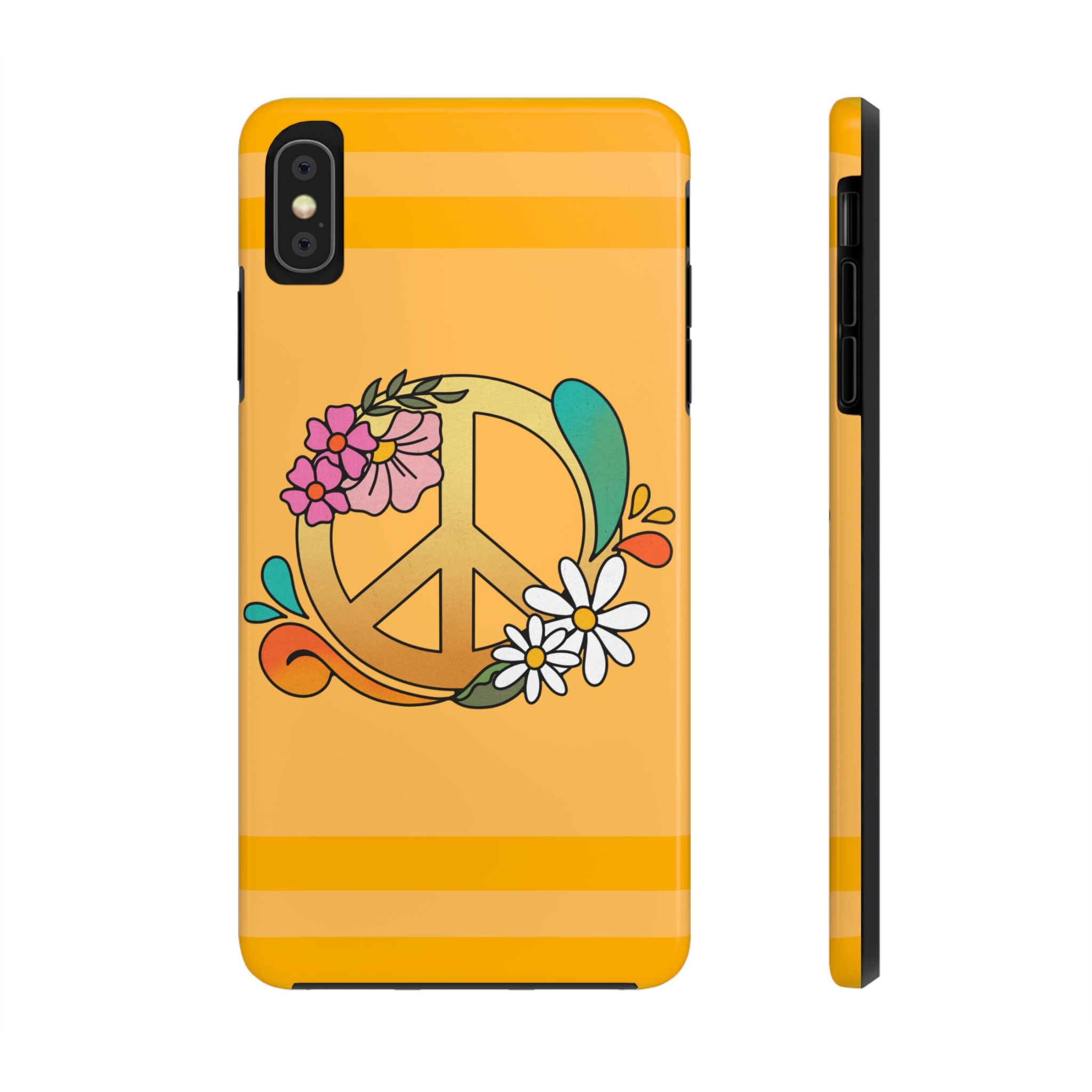 60s–70s Yellow Peace Sign Phone Case ✌️📱