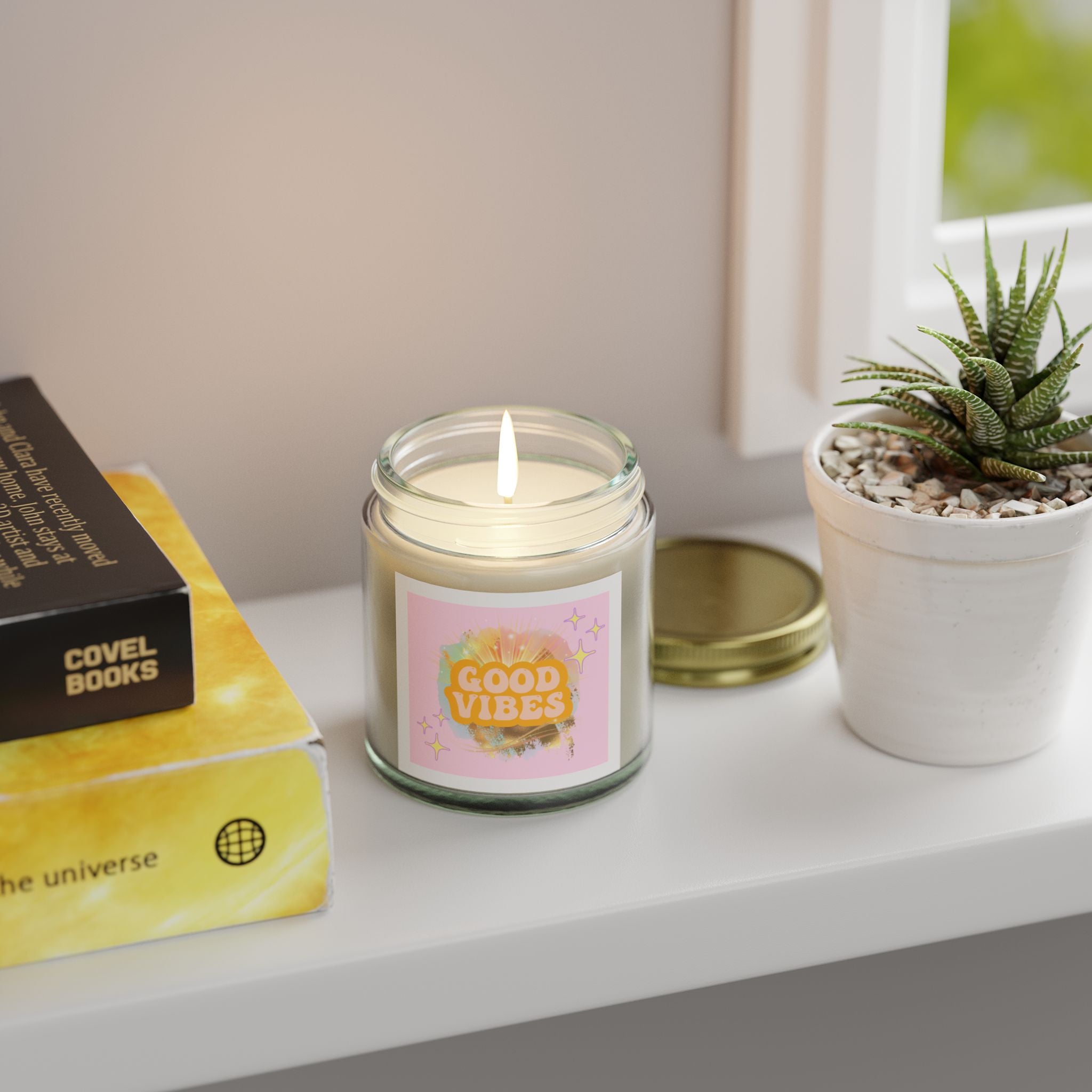 60s–70s Good Vibes Candle ☮️🕯️