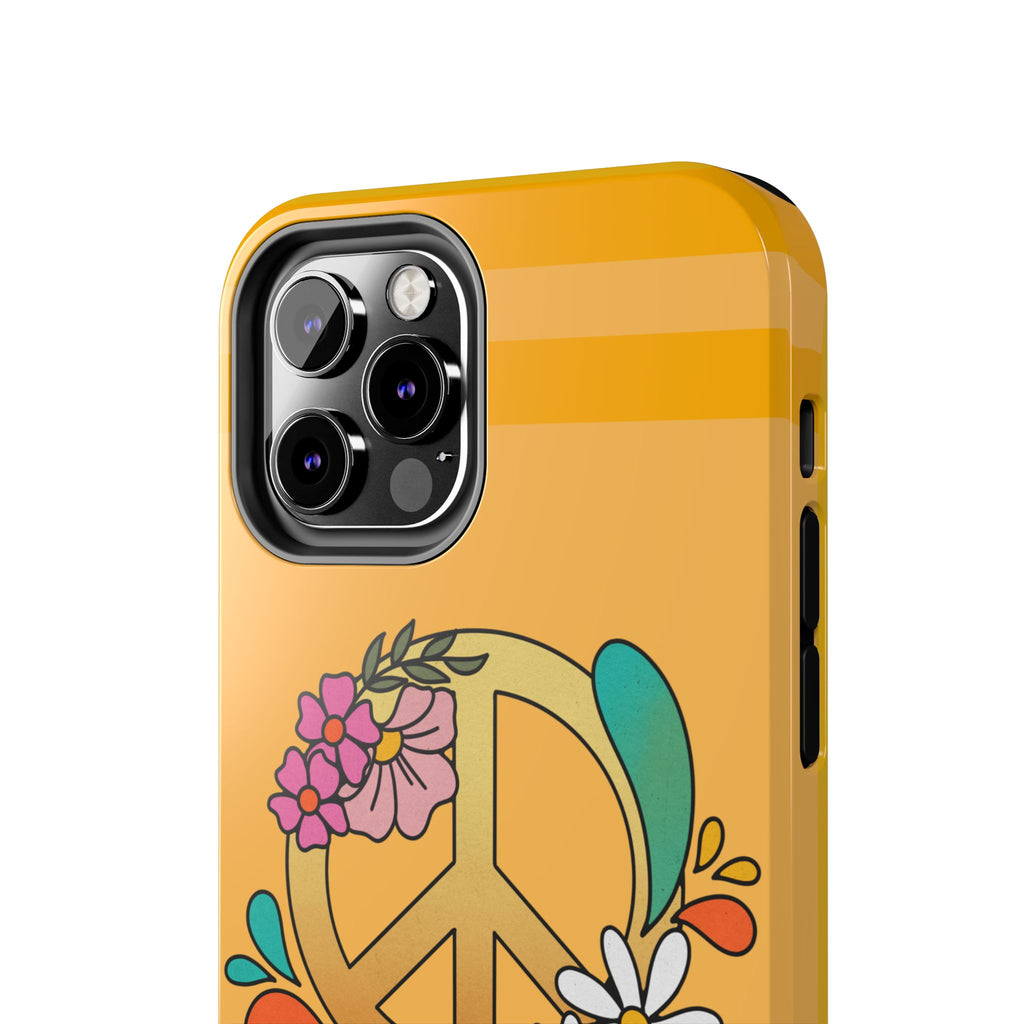 60s–70s Yellow Peace Sign Phone Case ✌️📱