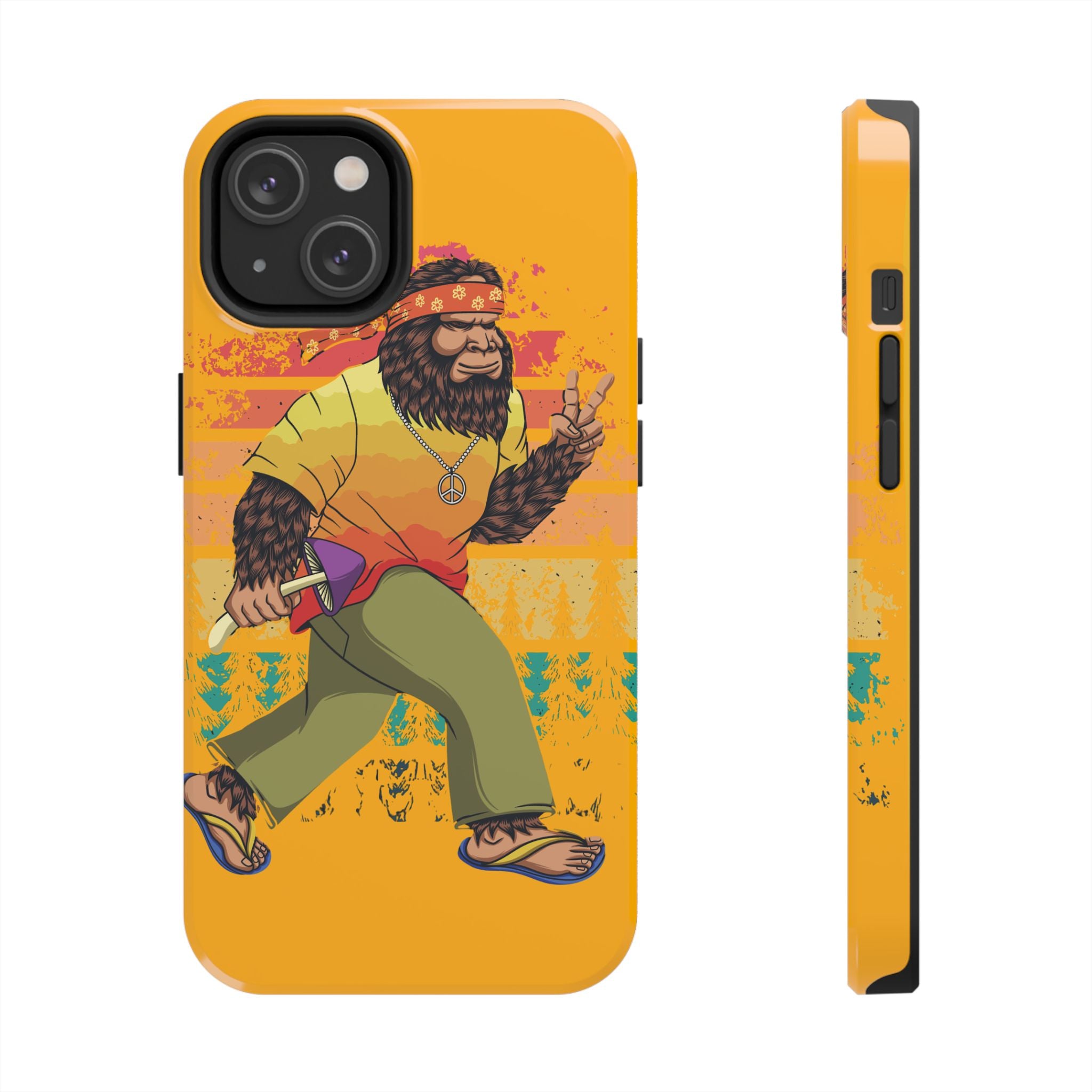 70s Bigfoot Mushroom Hunting Peace Phone Case 🍄✌️