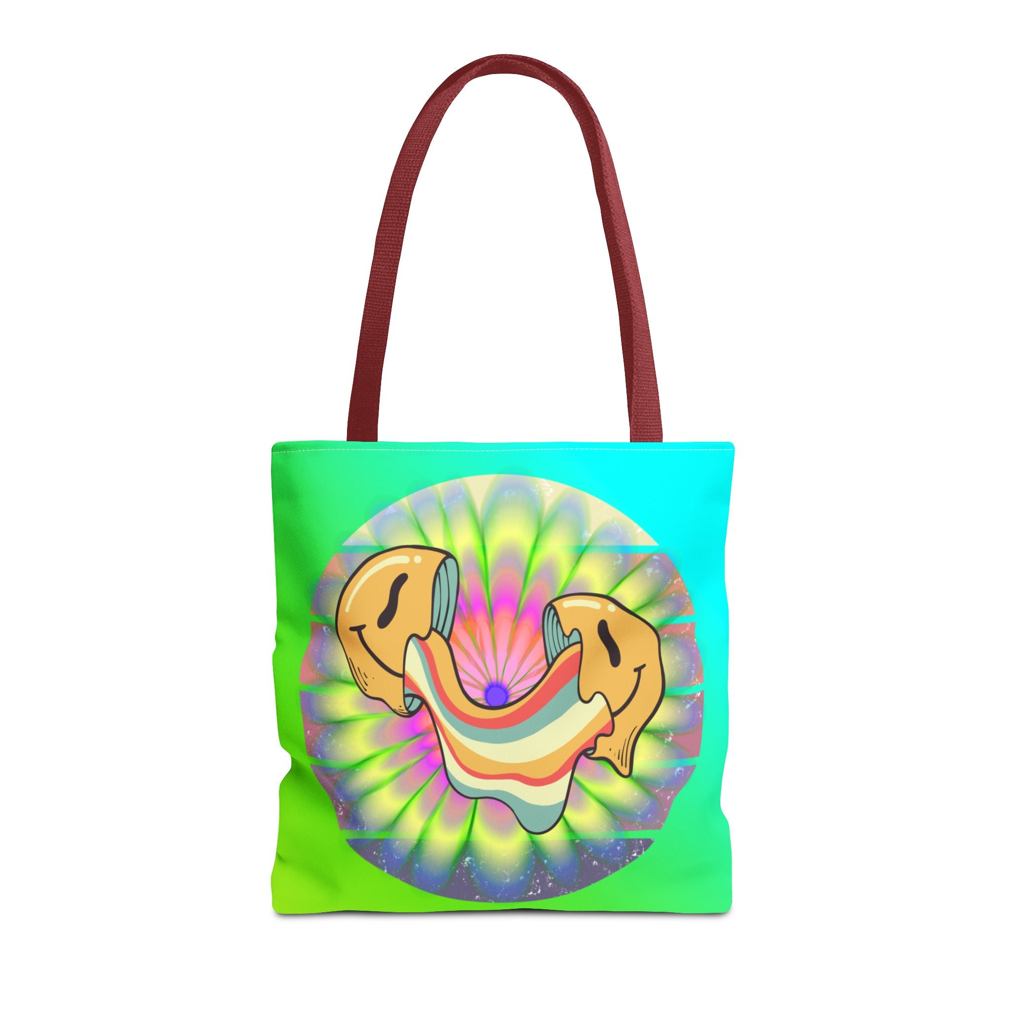 😊🌈 70s Trippy Psychedelic Smiley Tie-Dye Tote Bag ✨🍄