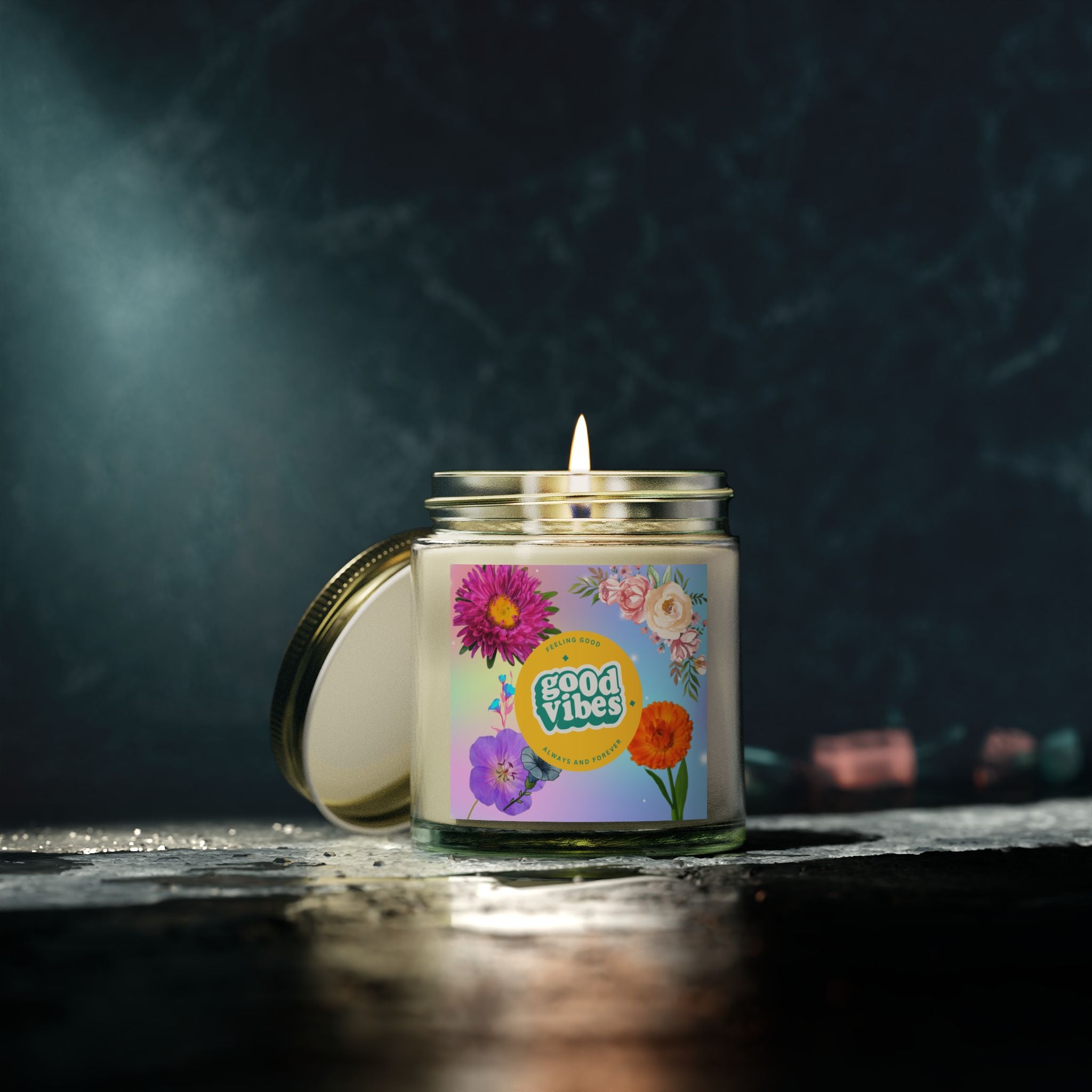 🌸 Good Vibes Floral Candle