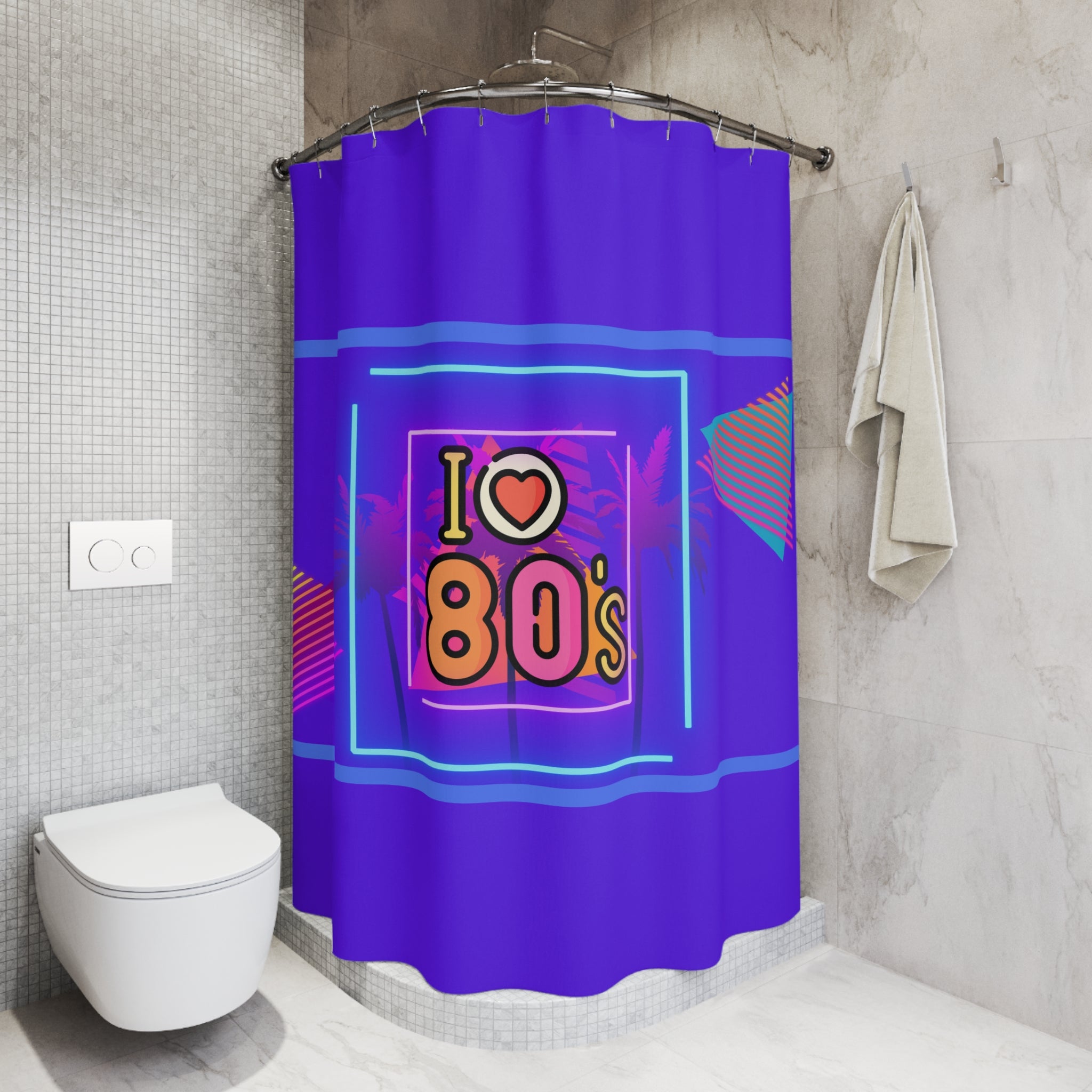 🌟💖 I Heart the 80s Glowing Shower Curtain 🌈🛁