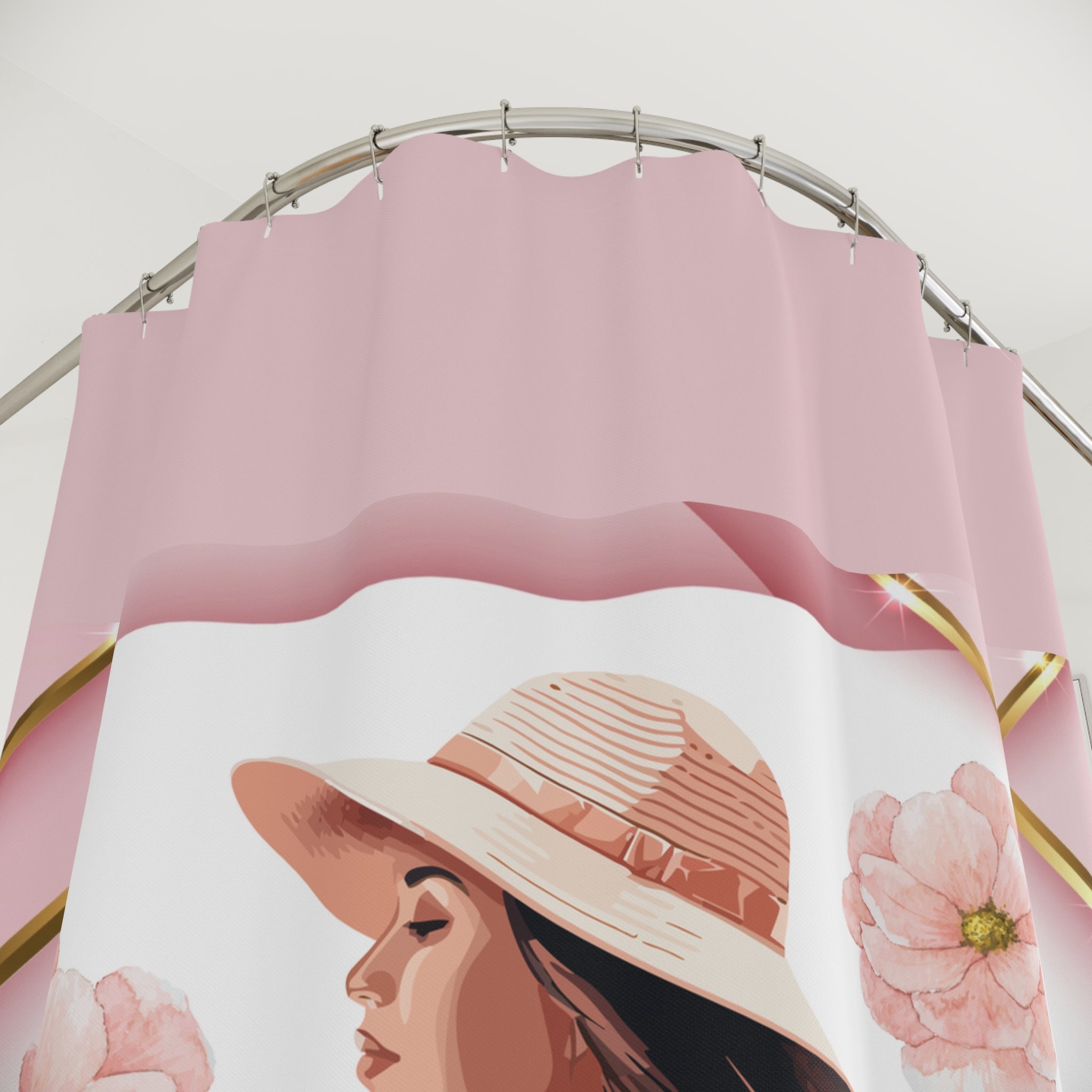 🌸 Soft Girl Pink Retro Shower Curtain