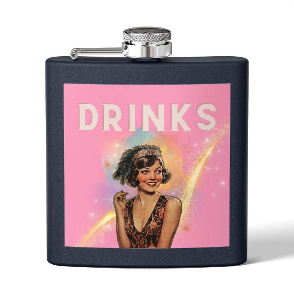 Drinks Pink Flapper Girl Flask
