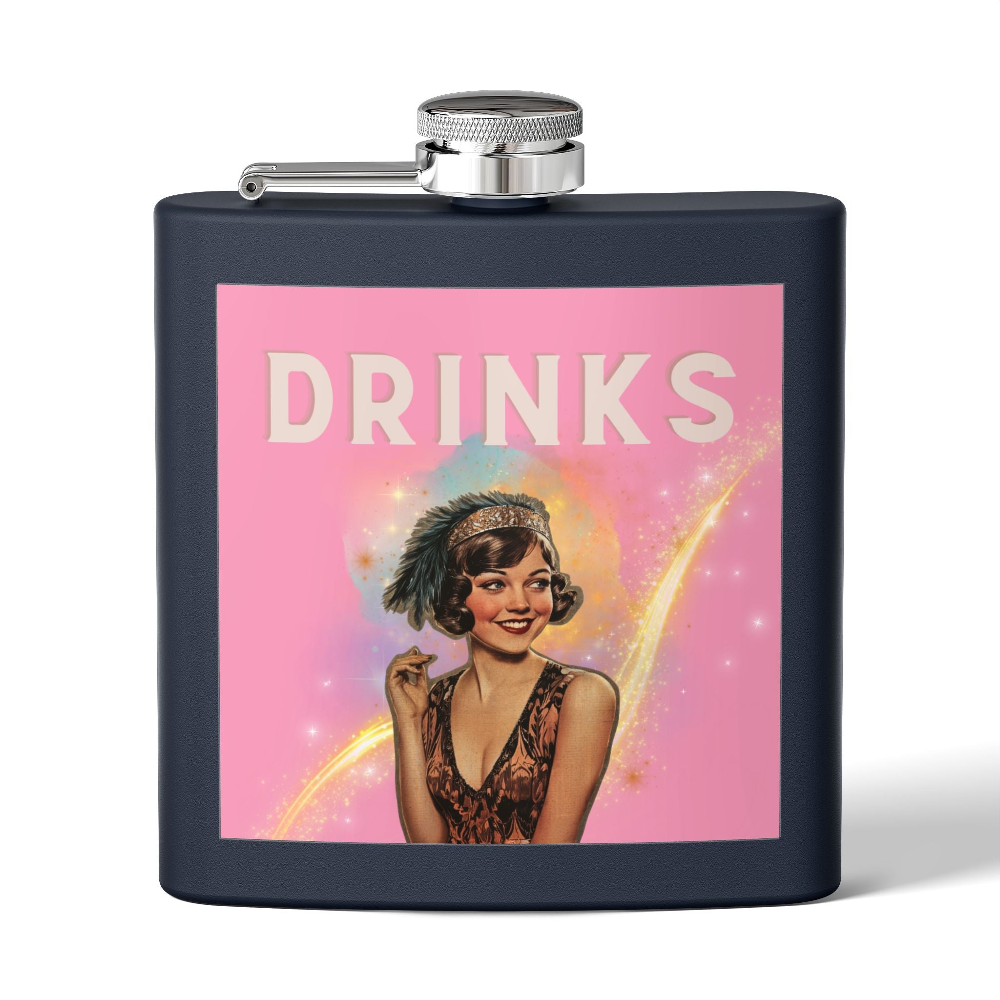 Drinks Pink Flapper Girl Flask