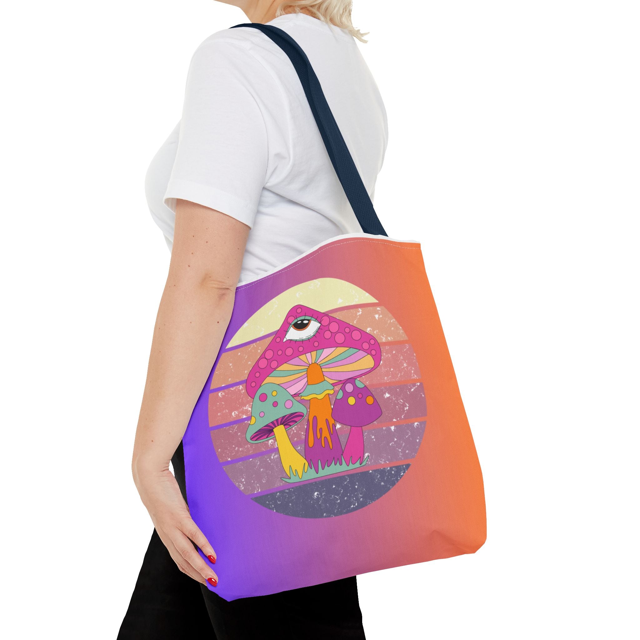 🍄🎶 70s Trippy Mushroom Synthwave Tote Bag 🌈✨