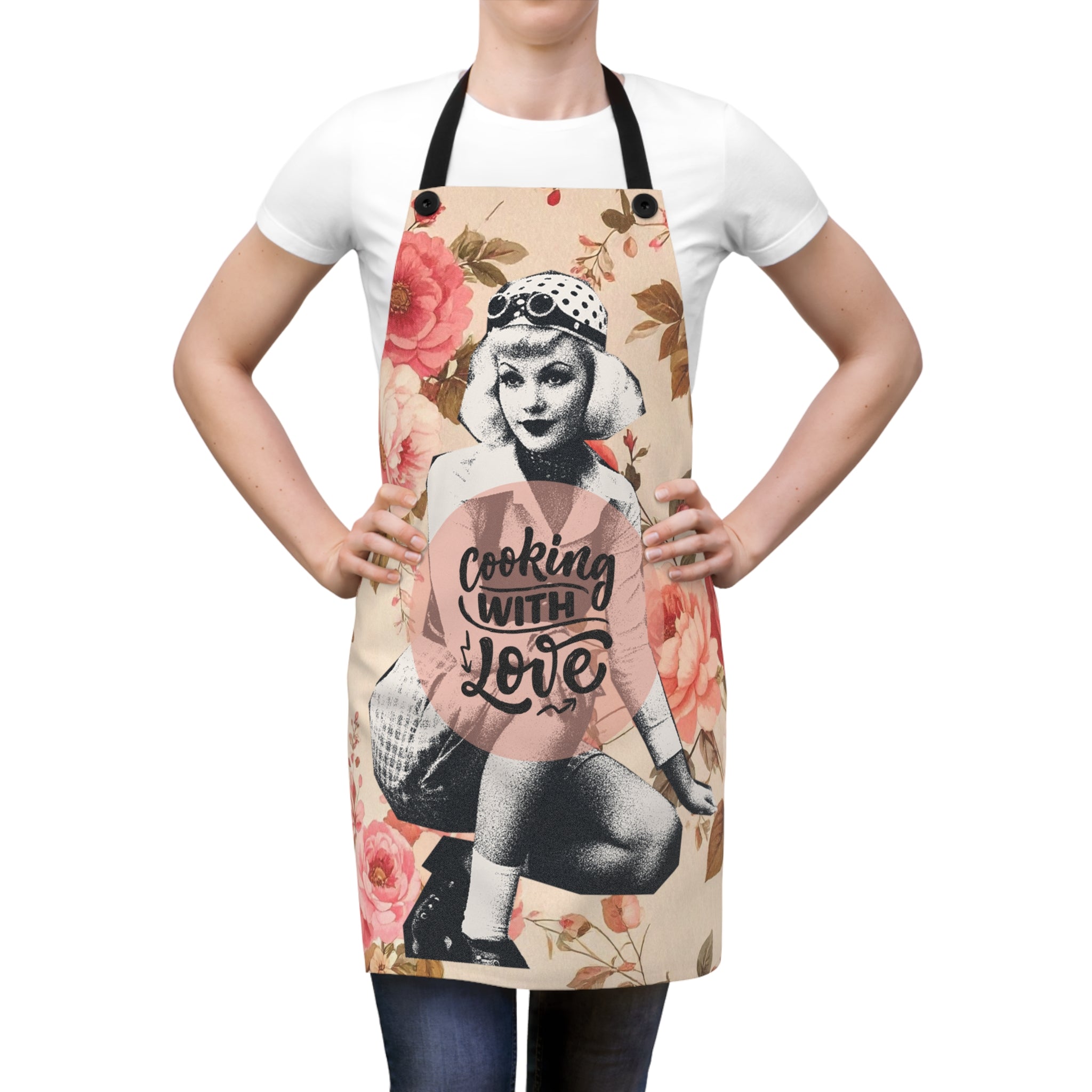 💐👩‍🍳 50s Nostalgic “Cooking with Love” Vintage Apron 🍰✨