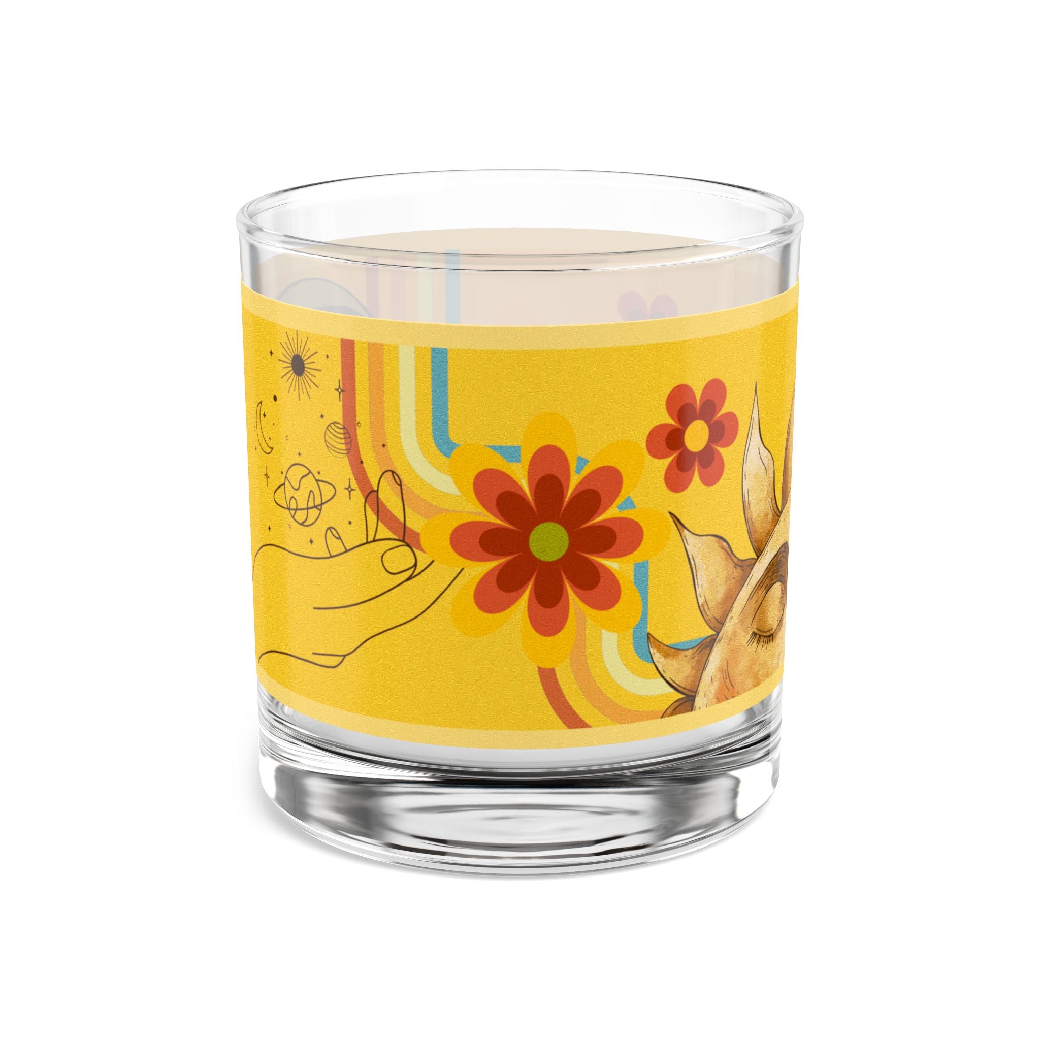 🌻✨ 70s Sunshine Floral Astrology Glass 🔮