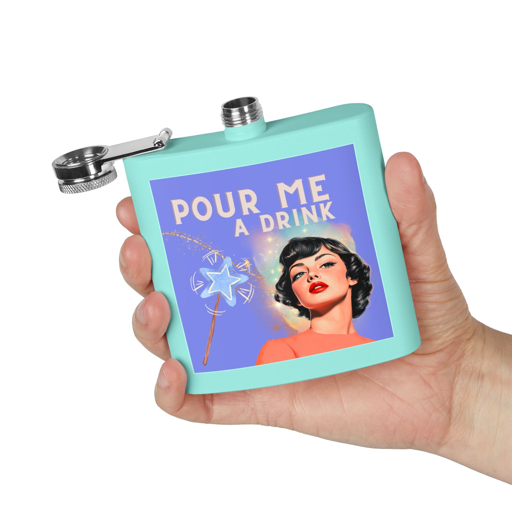 Pour Me a Drink – Retro Woman Magical Wand Flask