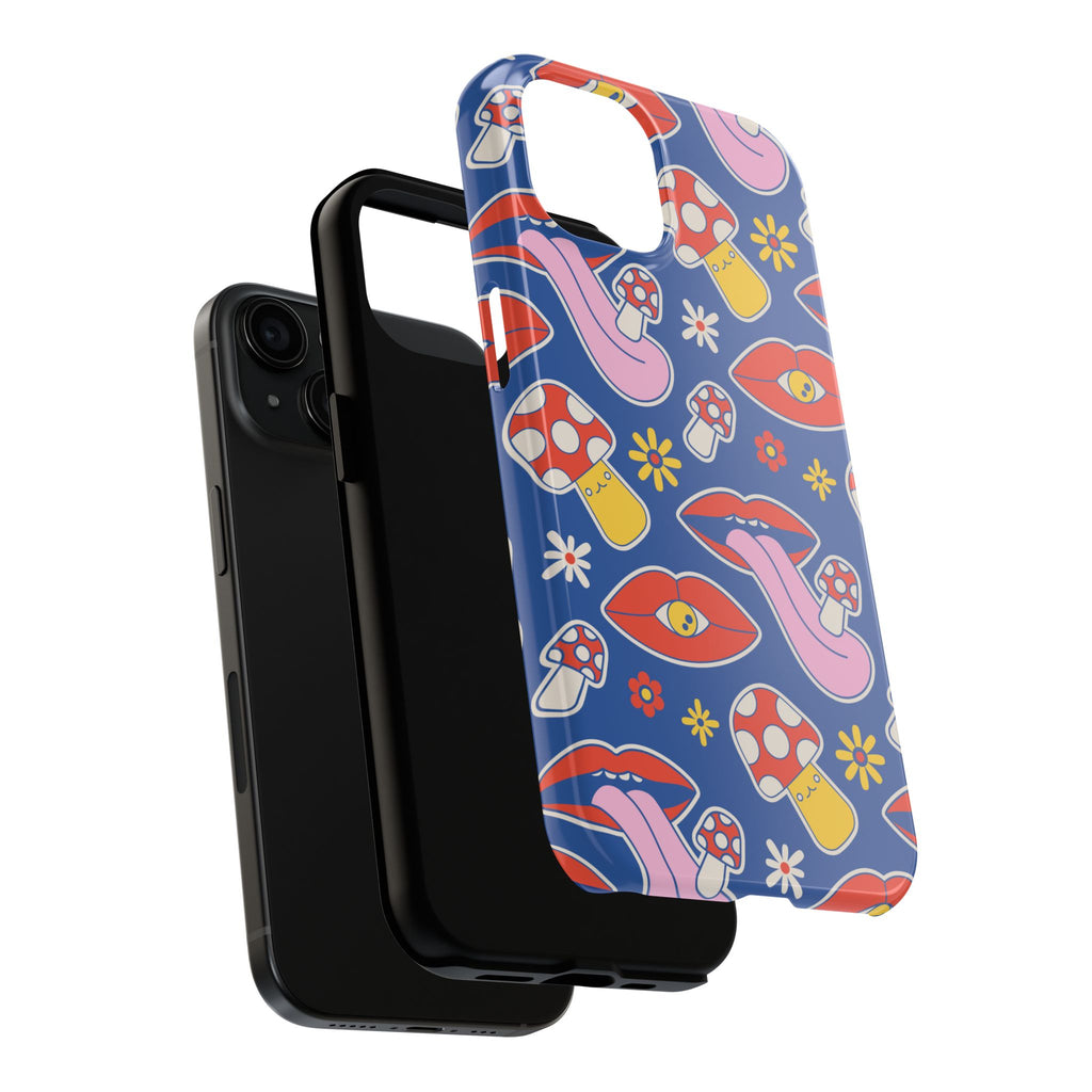 70s Lips Mushrooms Flower Power Phone Case 🌼💋🍄