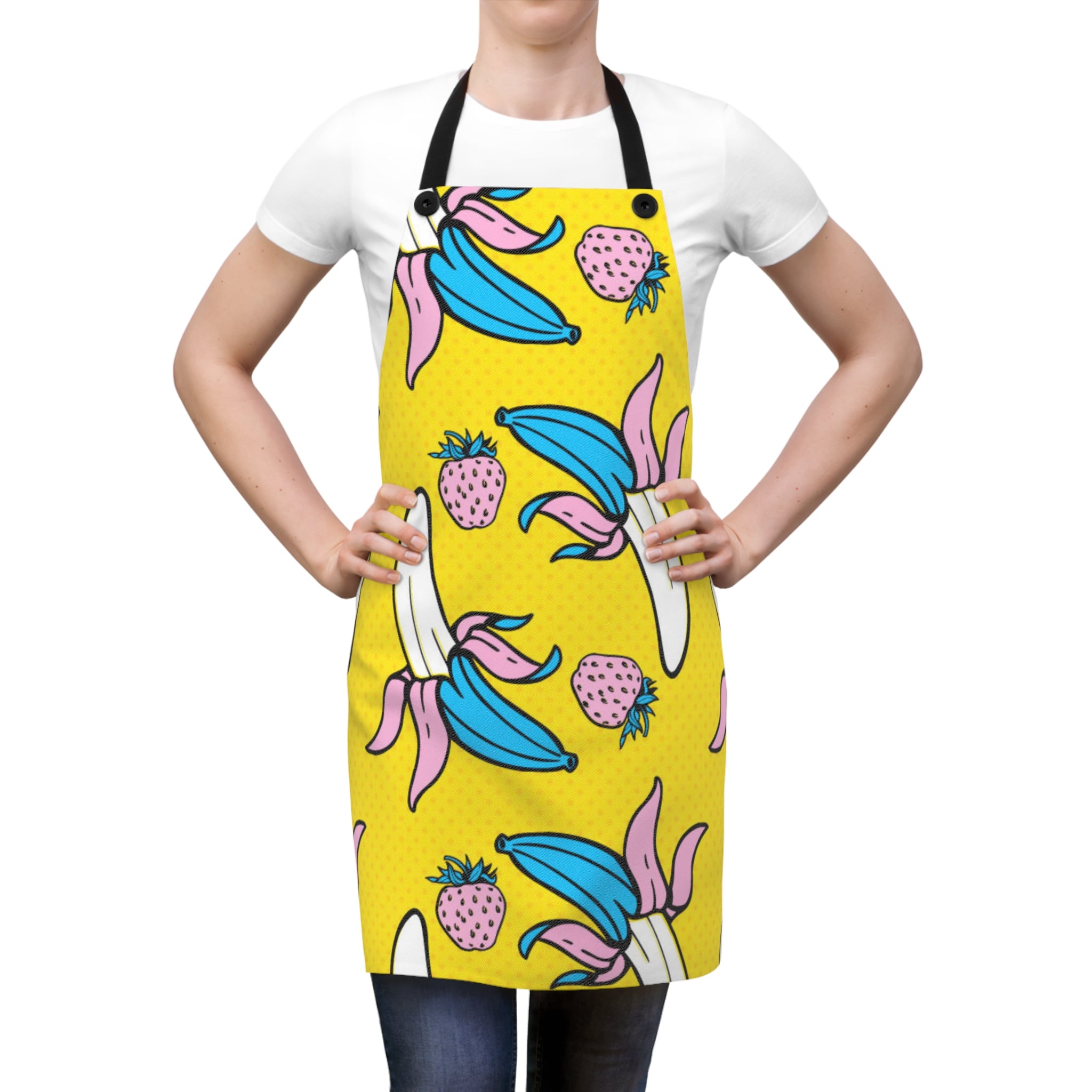 60s Bananas & Strawberries Pop Art Cooking Apron 🍌🍓🎨👩‍🍳