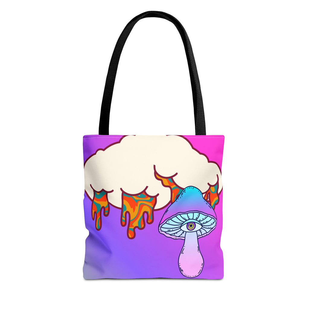 🍄☁️ 70s Trippy Cloud & Mushroom Tote Bag 🌈✨