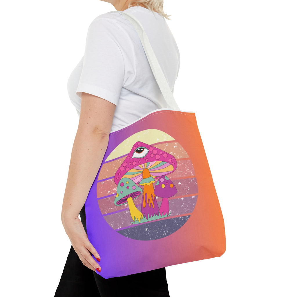 🍄🎶 70s Trippy Mushroom Synthwave Tote Bag 🌈✨