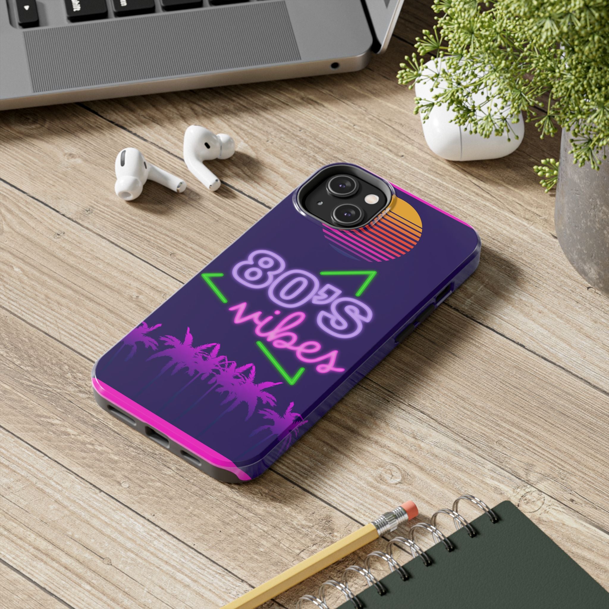 80s Vibes Synthwave Palm Trees Phone Case 🌴🎹📱