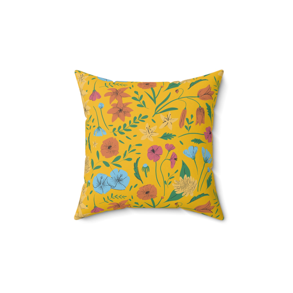 Vintage Spring 60s Yellow Floral Pillow