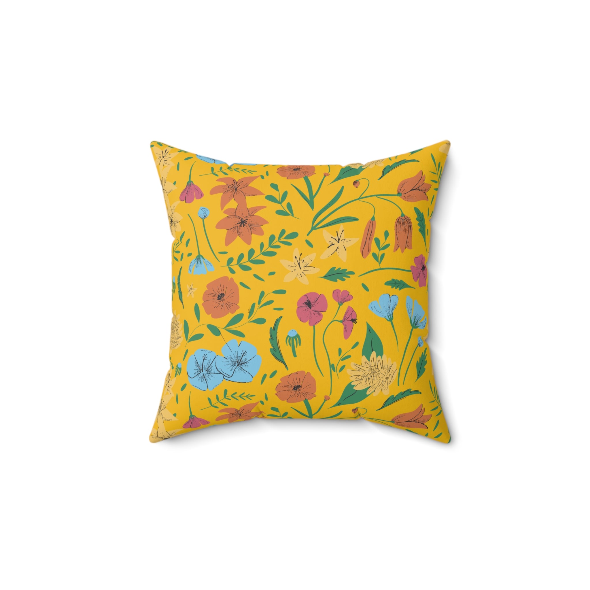 Vintage Spring 60s Yellow Floral Pillow