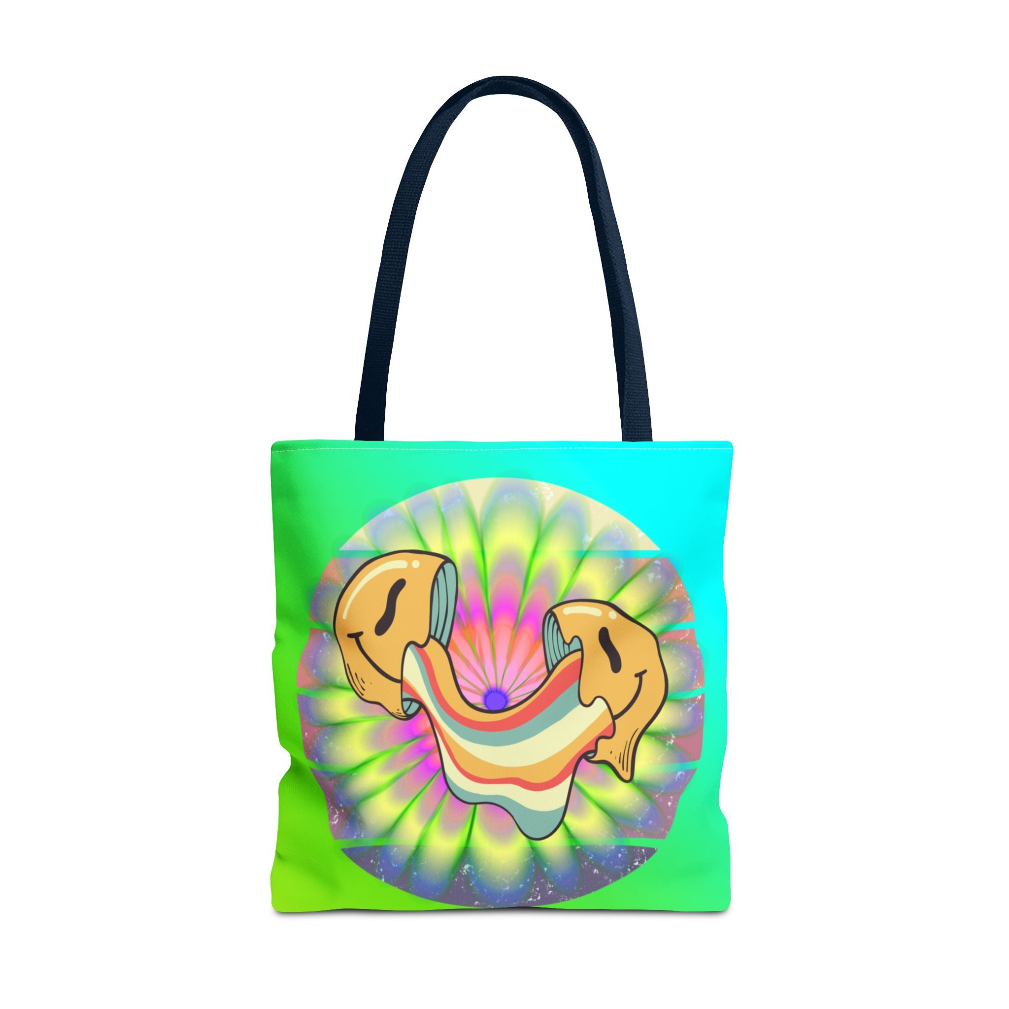 😊🌈 70s Trippy Psychedelic Smiley Tie-Dye Tote Bag ✨🍄
