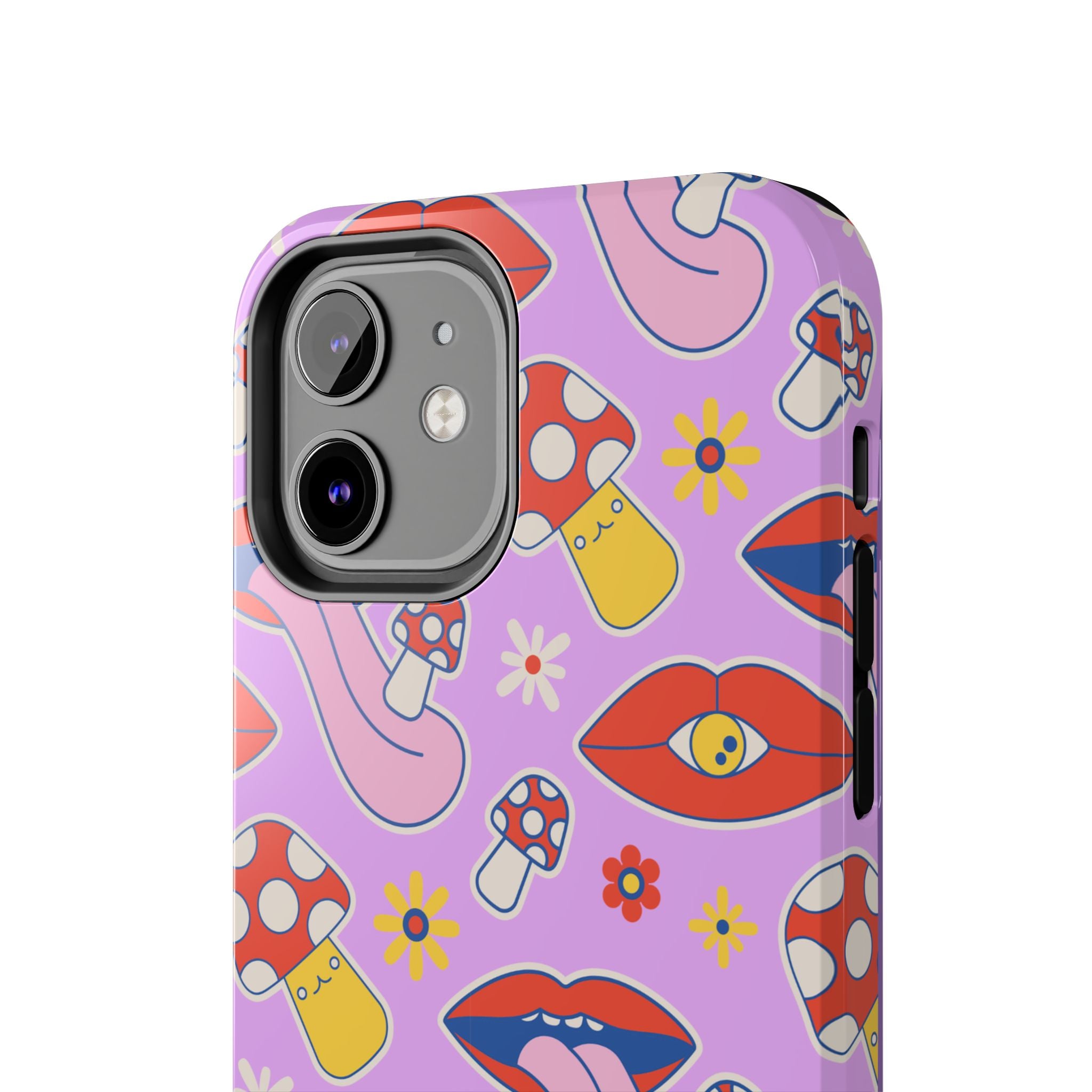 70s Lips Mushrooms Flower Power Purple Phone Case 💜🍄🌼