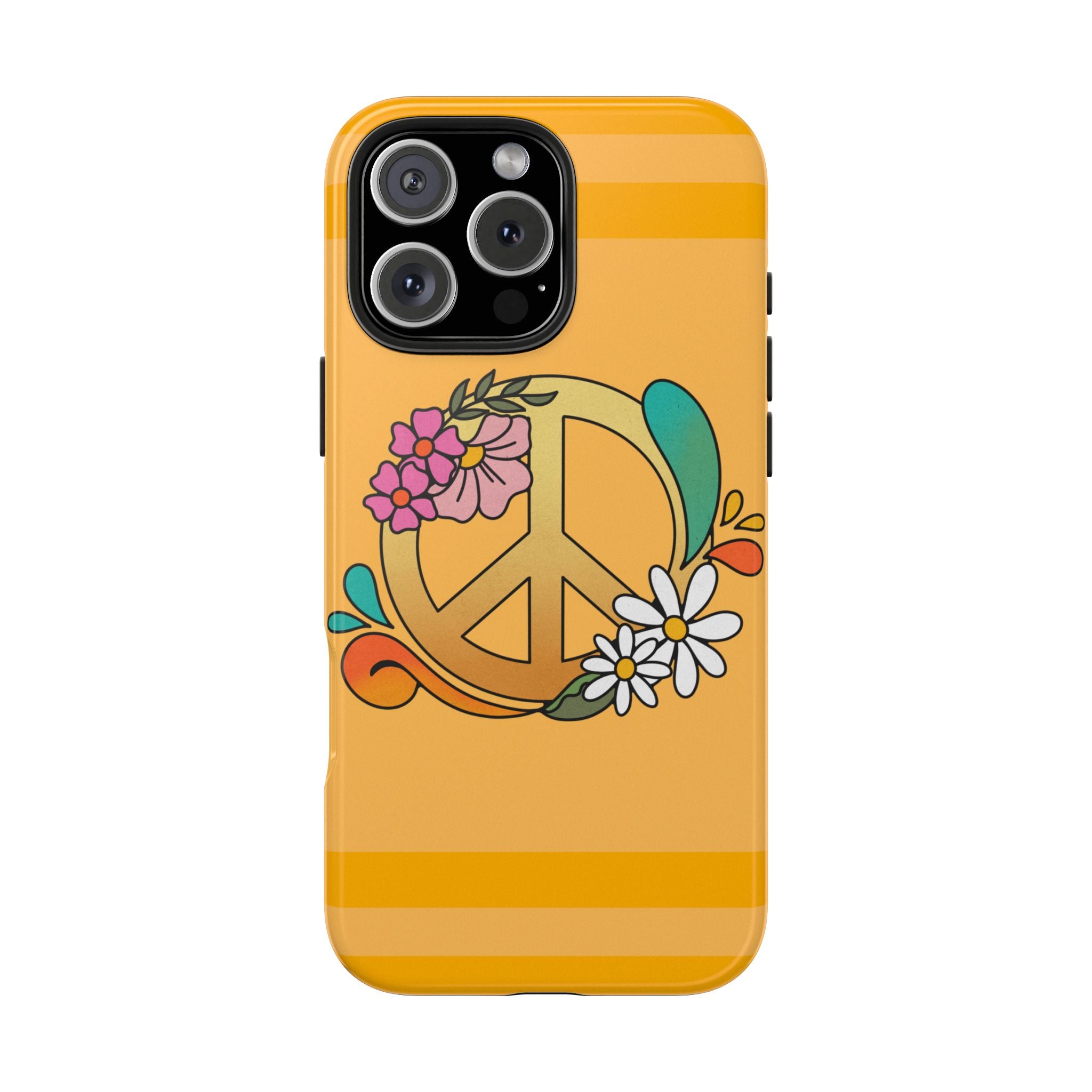 60s–70s Yellow Peace Sign Phone Case ✌️📱