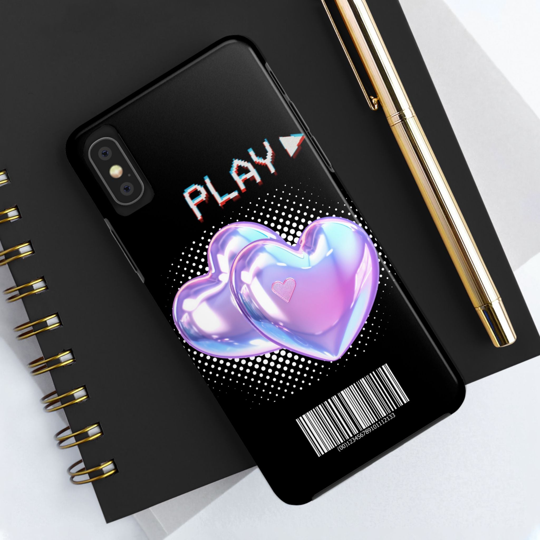Y2K Black Play Barcode Phone Case 📱🖤