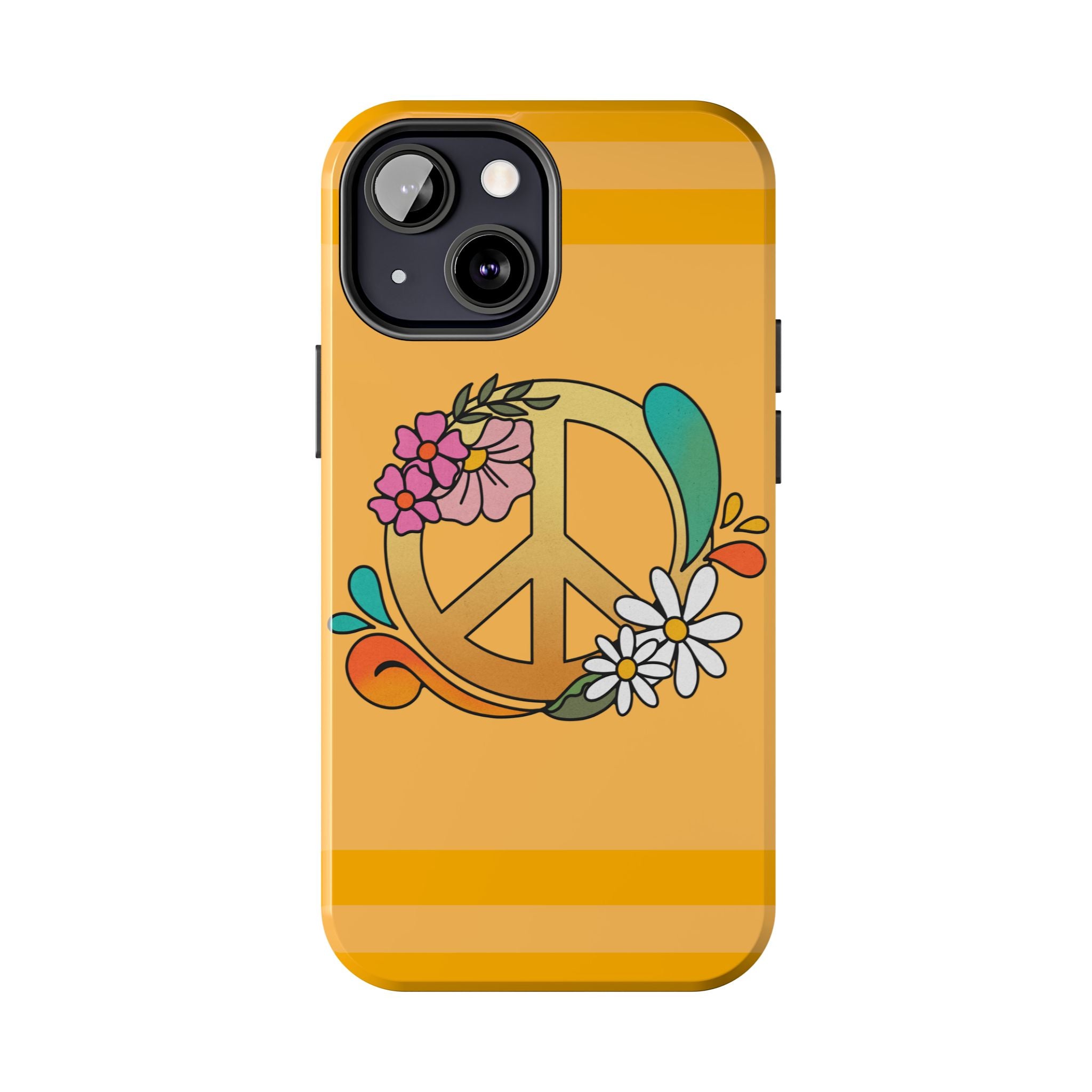 60s–70s Yellow Peace Sign Phone Case ✌️📱