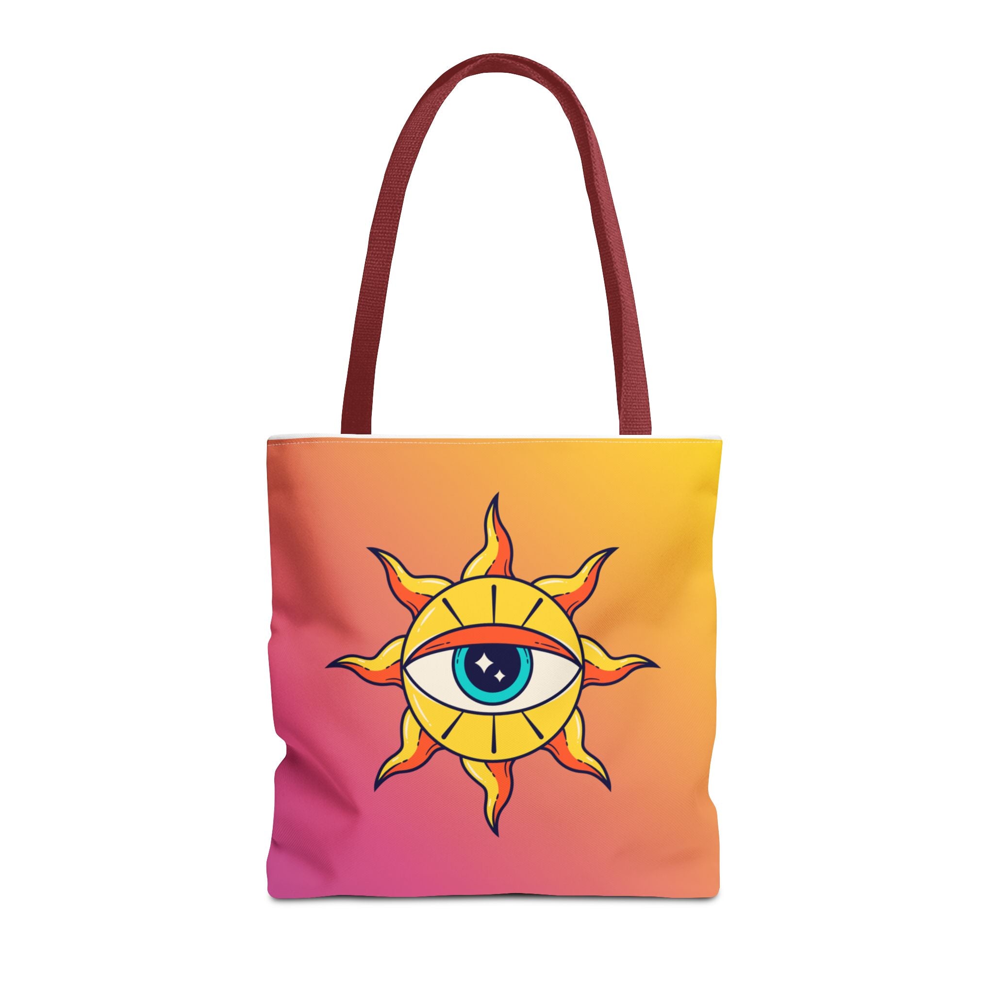 🌞👁️ 70s All-Seeing Eye Sun Design Tote Bag ✨🌿