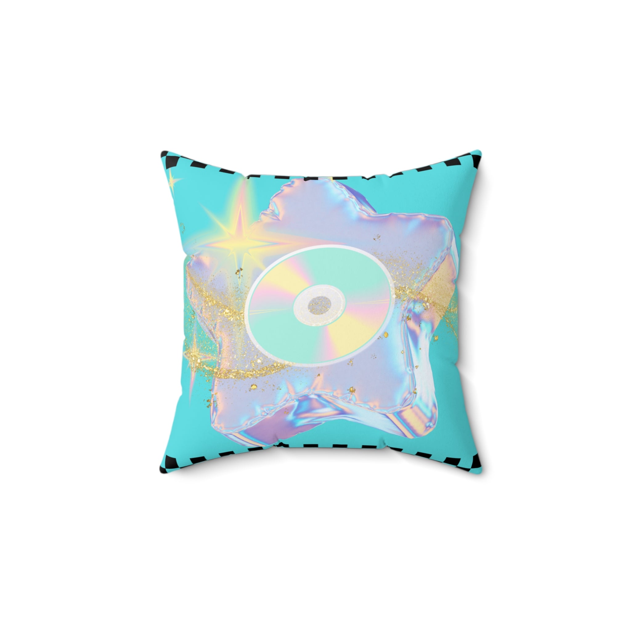 Y2K Cosmic Smiley Pillow 💿😊🌈