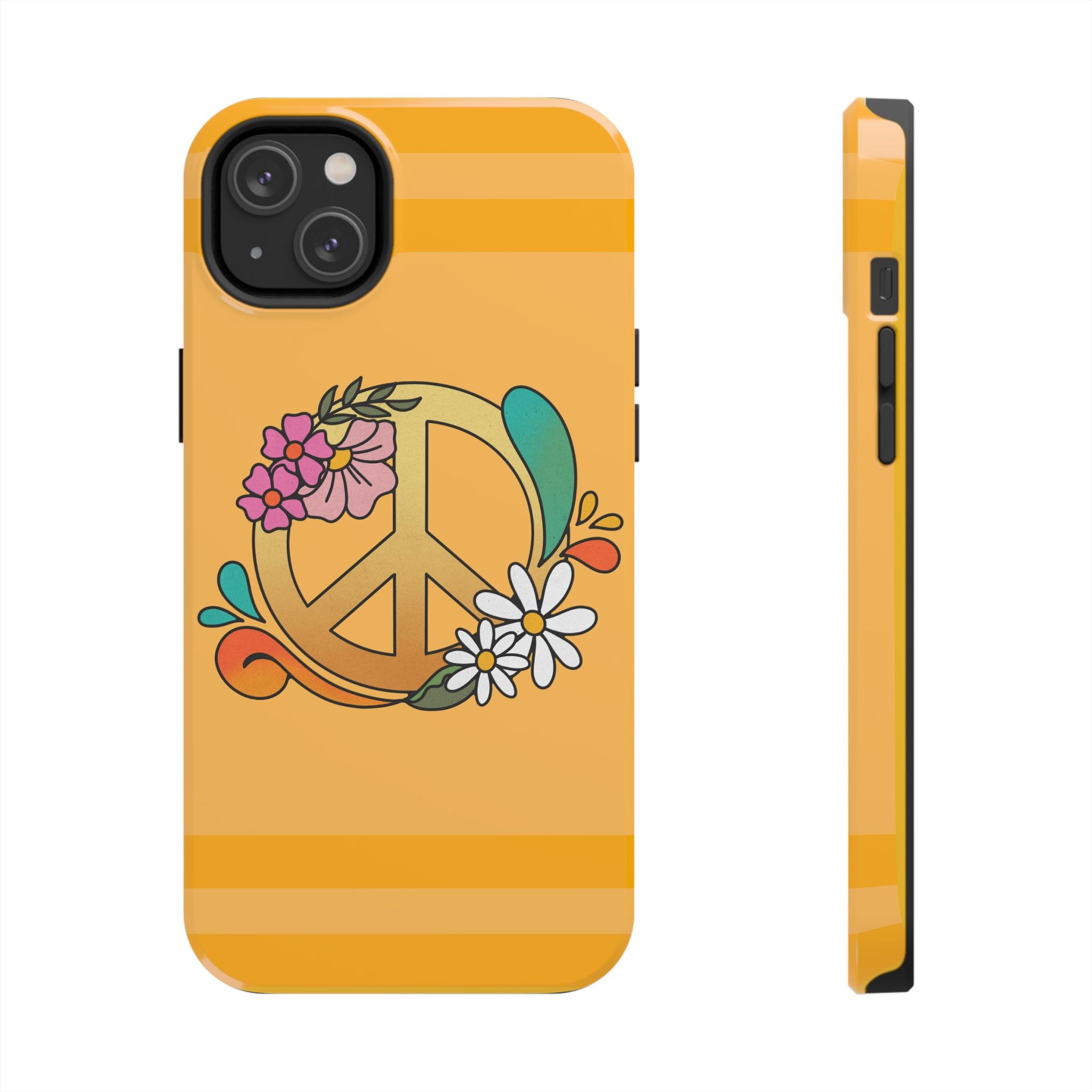 60s–70s Yellow Peace Sign Phone Case ✌️📱