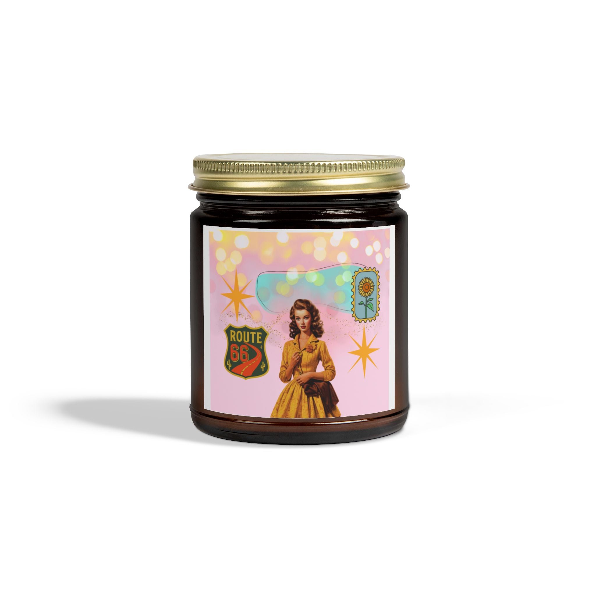 50s Route 66 Stamp Candle 🚗🕯️