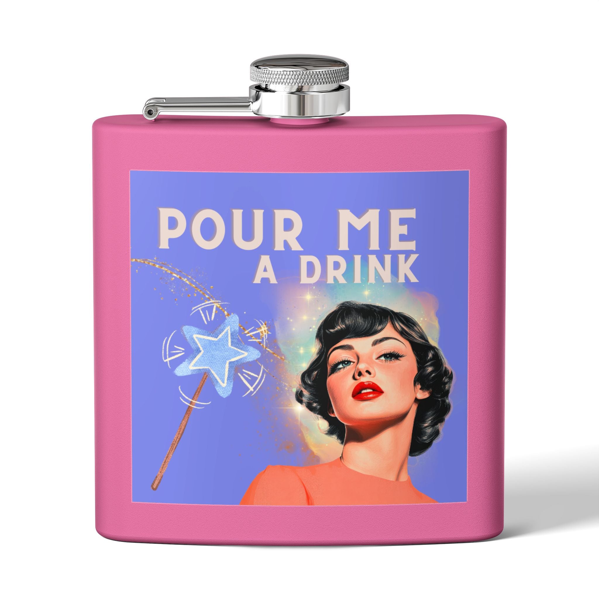 Pour Me a Drink – Retro Woman Magical Wand Flask