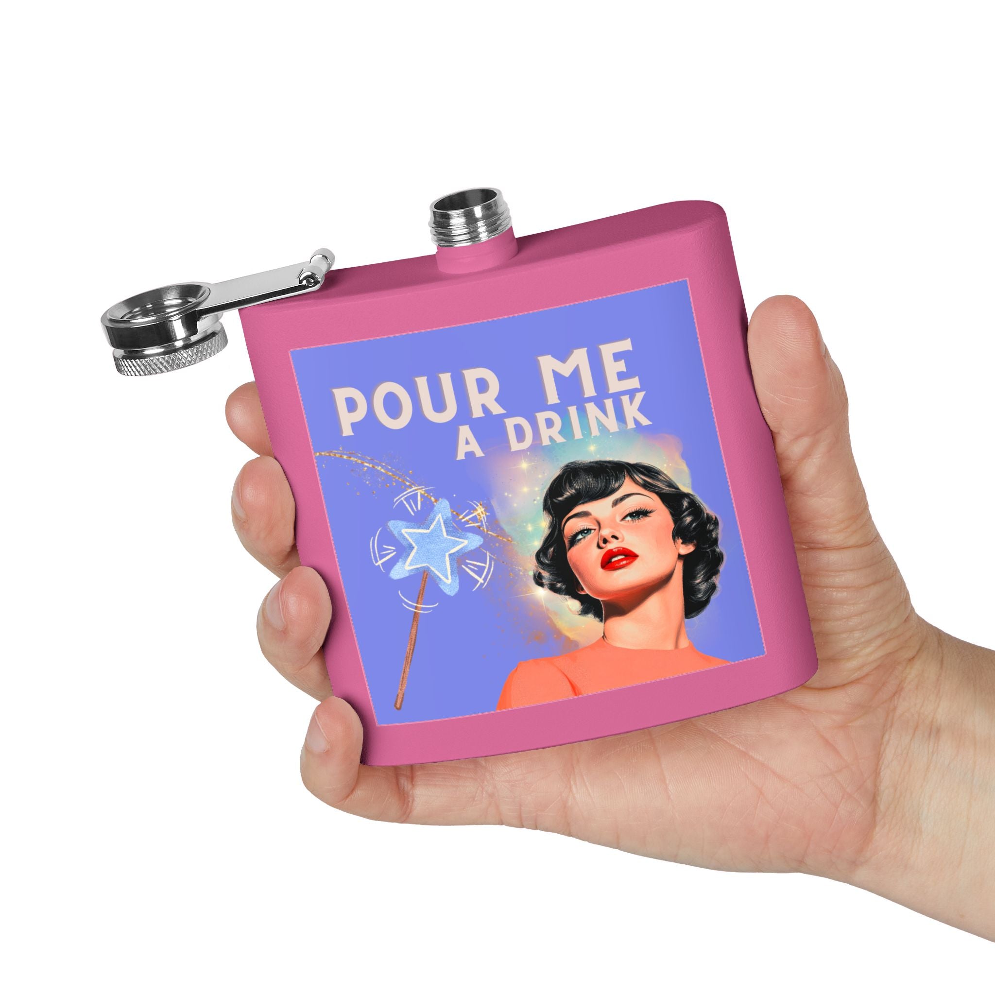 Pour Me a Drink – Retro Woman Magical Wand Flask