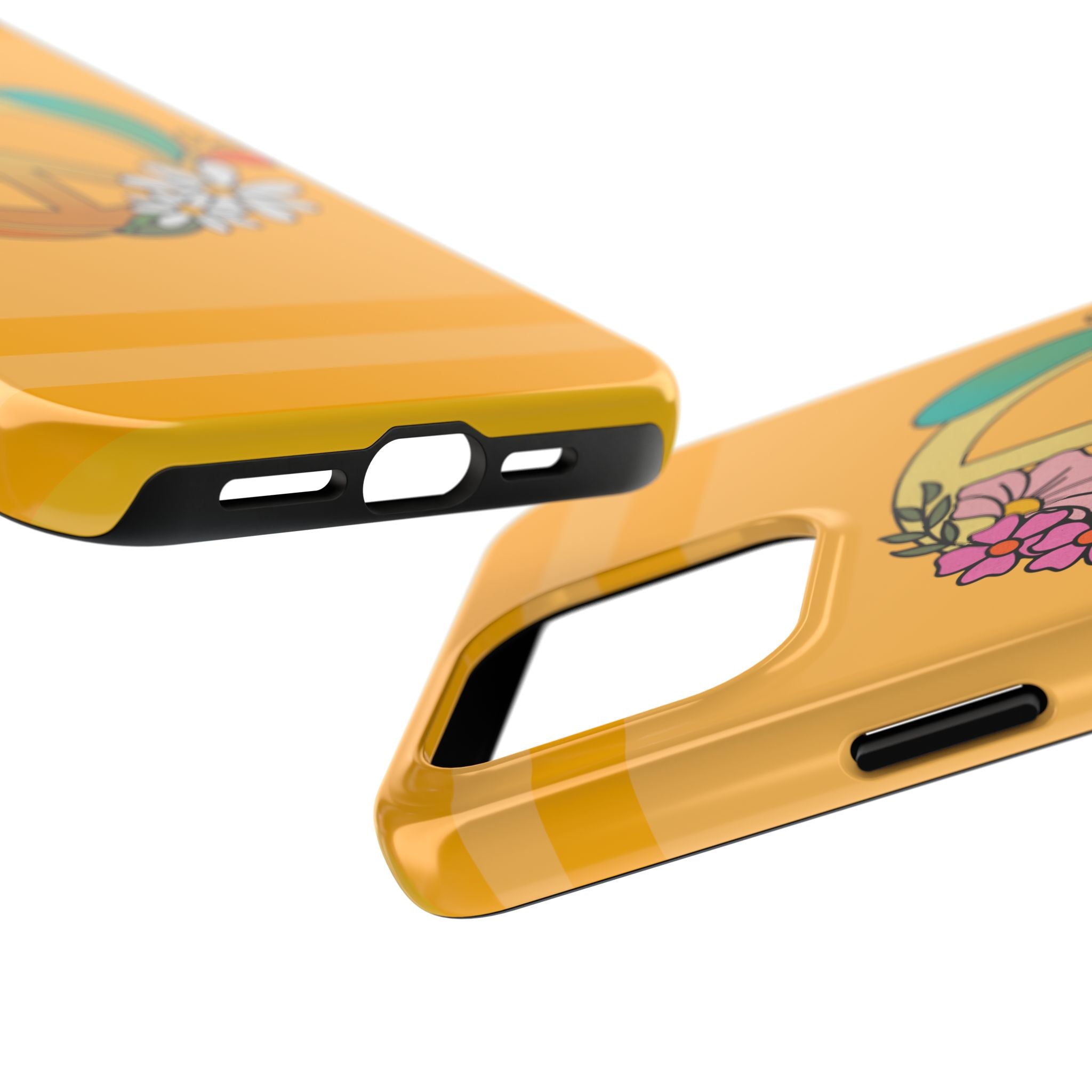 60s–70s Yellow Peace Sign Phone Case ✌️📱