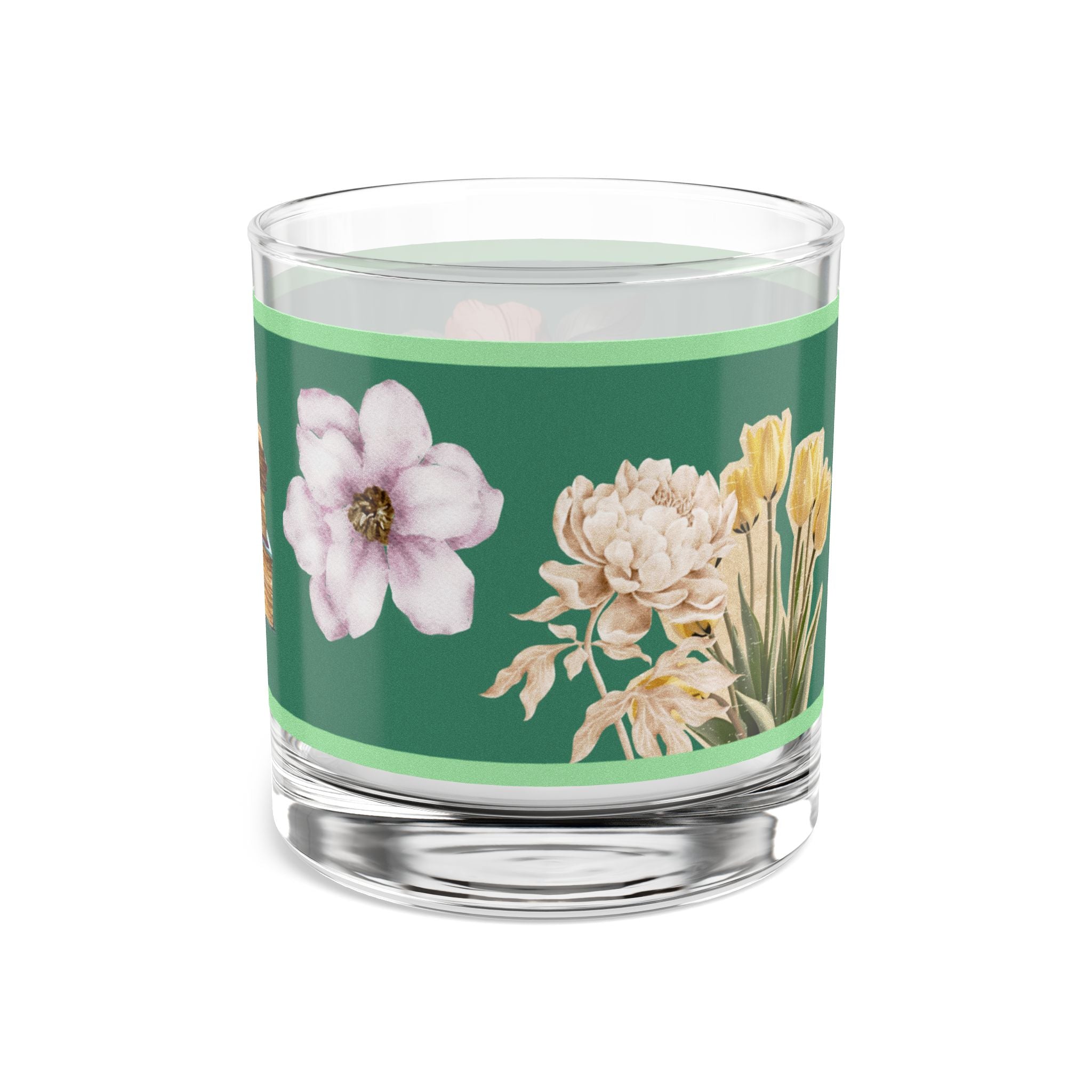 📚🌿 50s Bookish Green Floral Glass 🌸✨