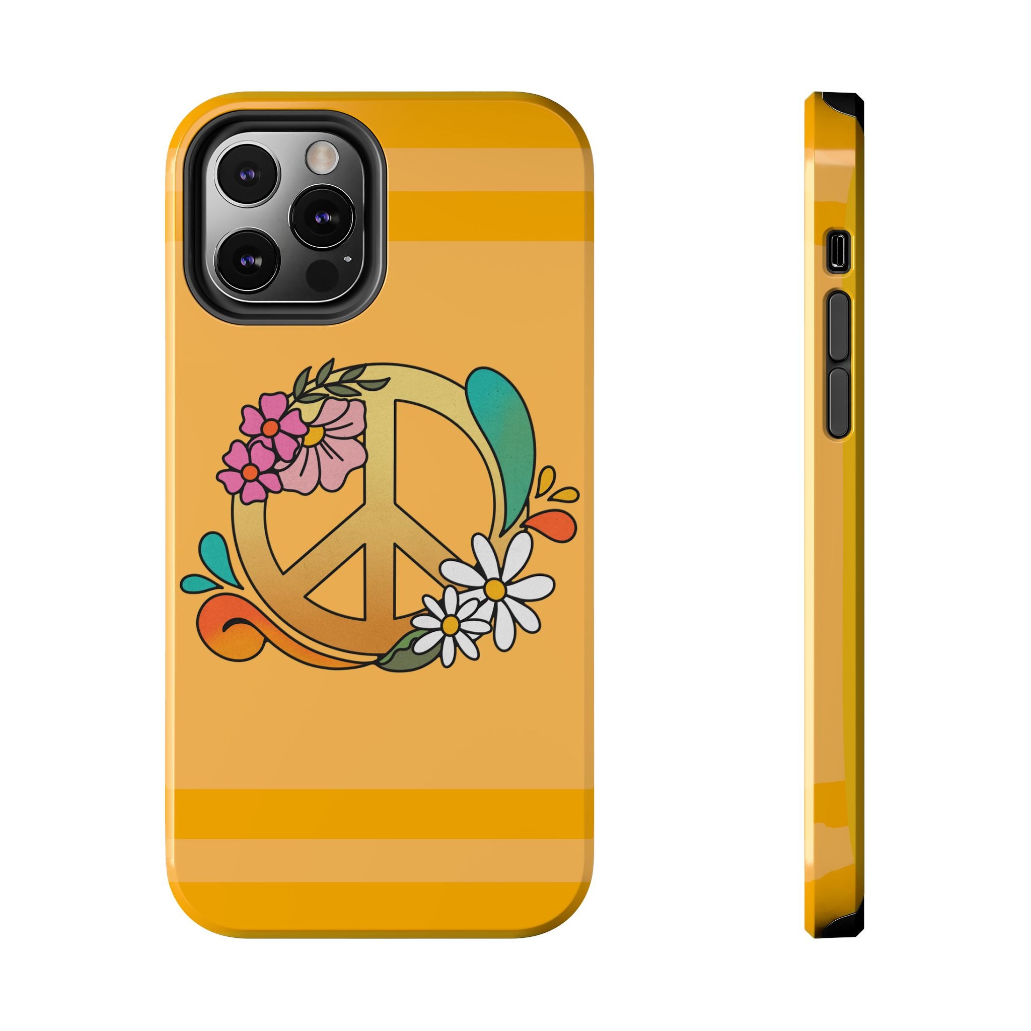60s–70s Yellow Peace Sign Phone Case ✌️📱