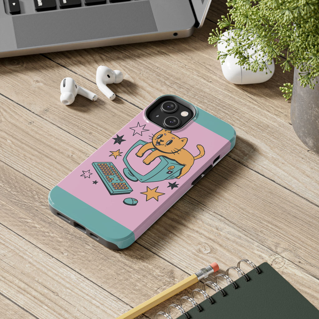90s Cat and Computer Phone Case 🐱💾
