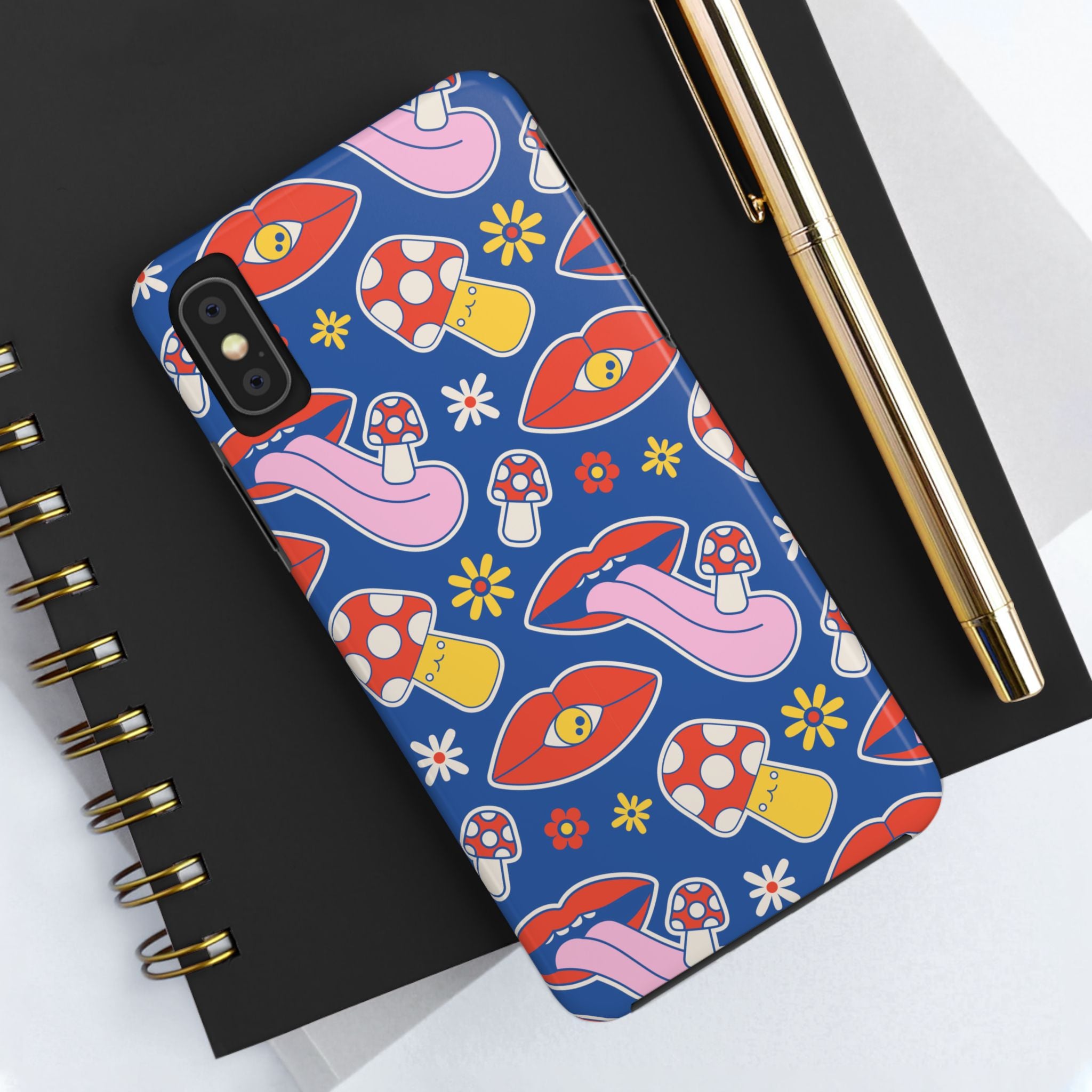 70s Lips Mushrooms Flower Power Phone Case 🌼💋🍄