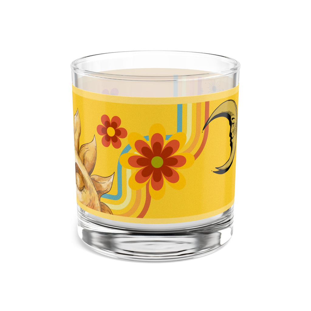 🌻✨ 70s Sunshine Floral Astrology Glass 🔮