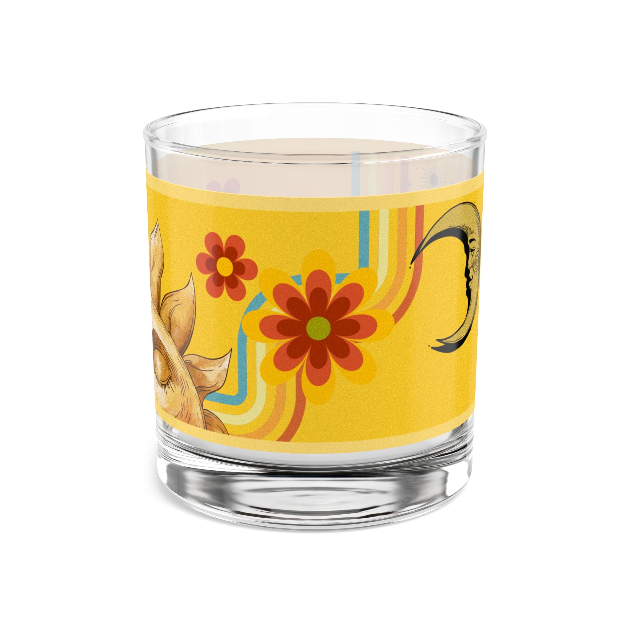 🌻✨ 70s Sunshine Floral Astrology Glass 🔮