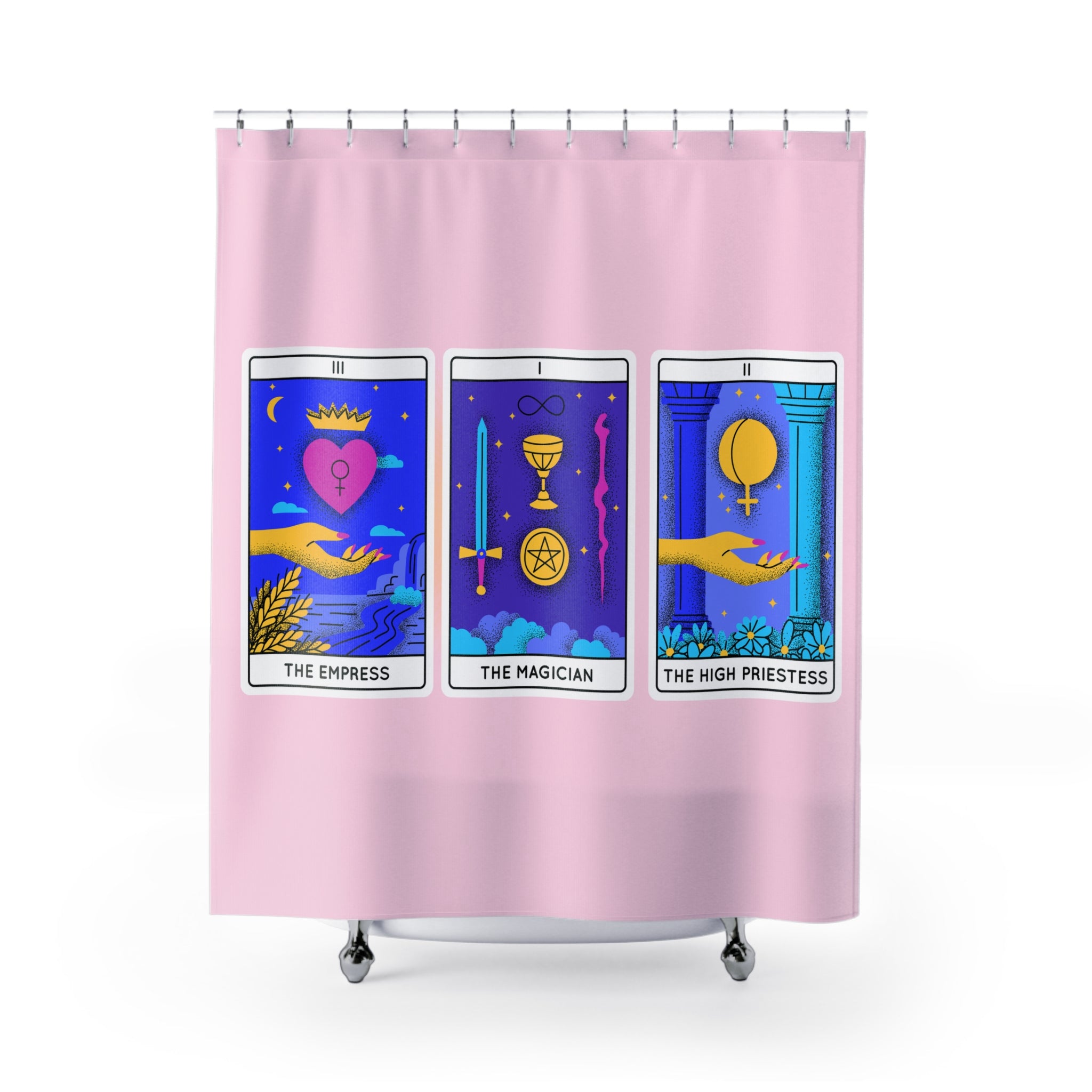 🔮✨ 90s-Y2K Tarot Card Shower Curtain – Empress & Magician Design 🌿🛁