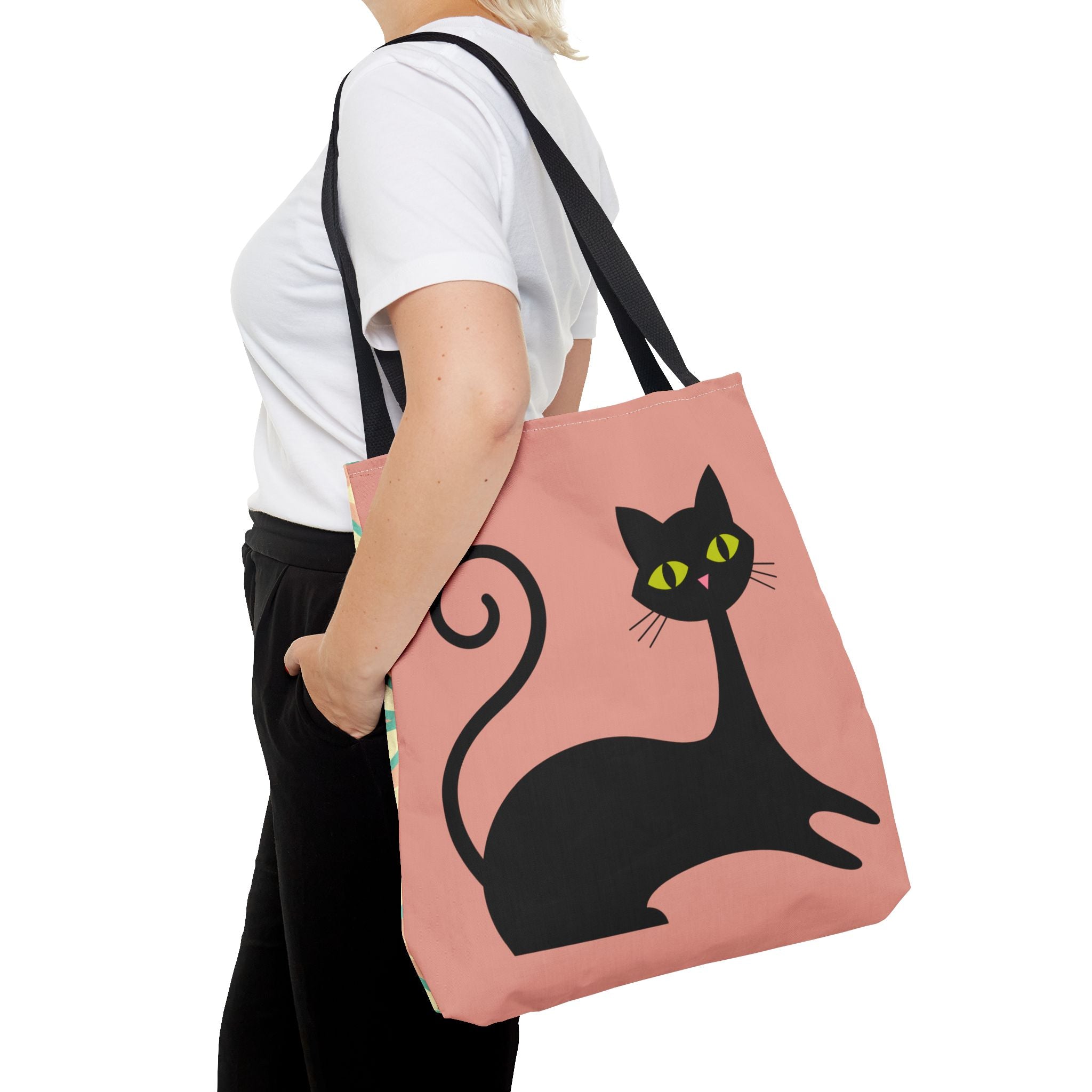 🐱 50s Retro Cat & Clock Tote Bag