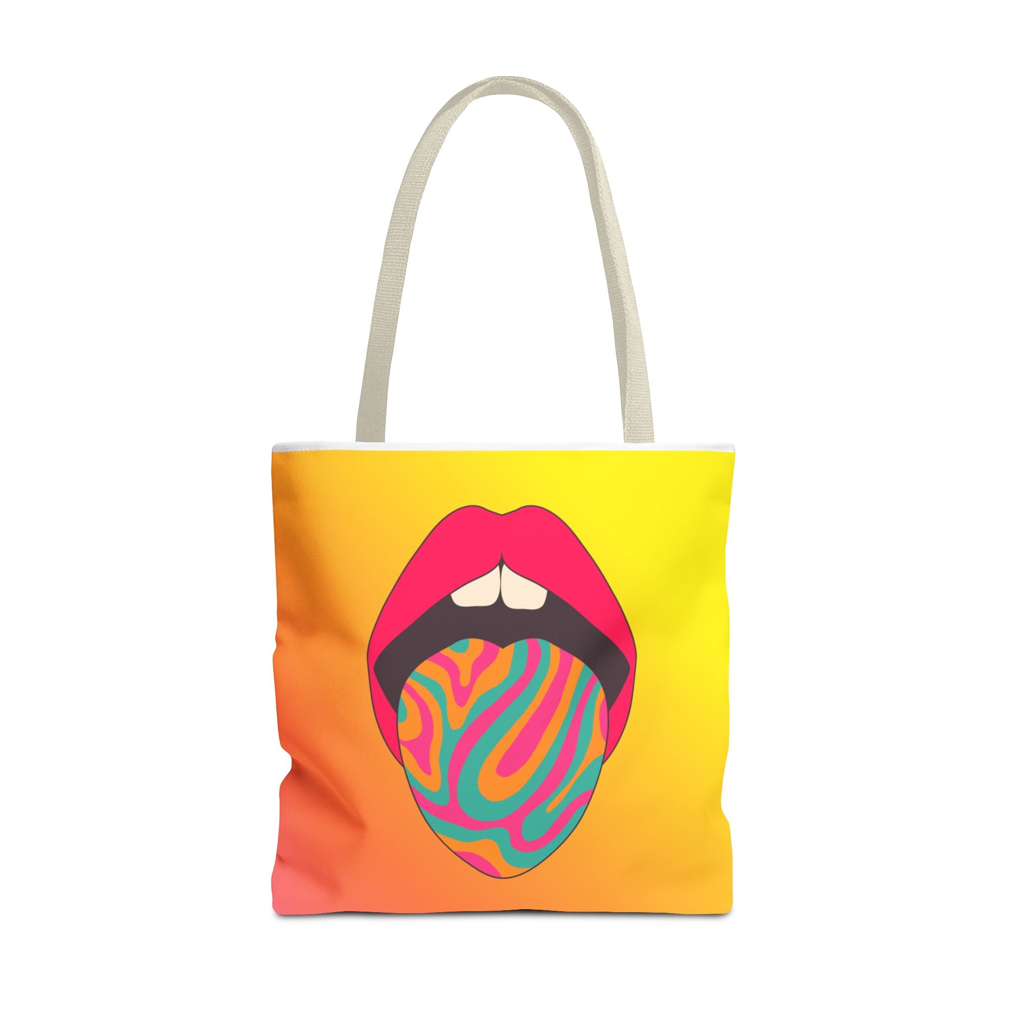 👄🌈 60s–70s Psychedelic Lips & Tongue Tote Bag ✨🍄