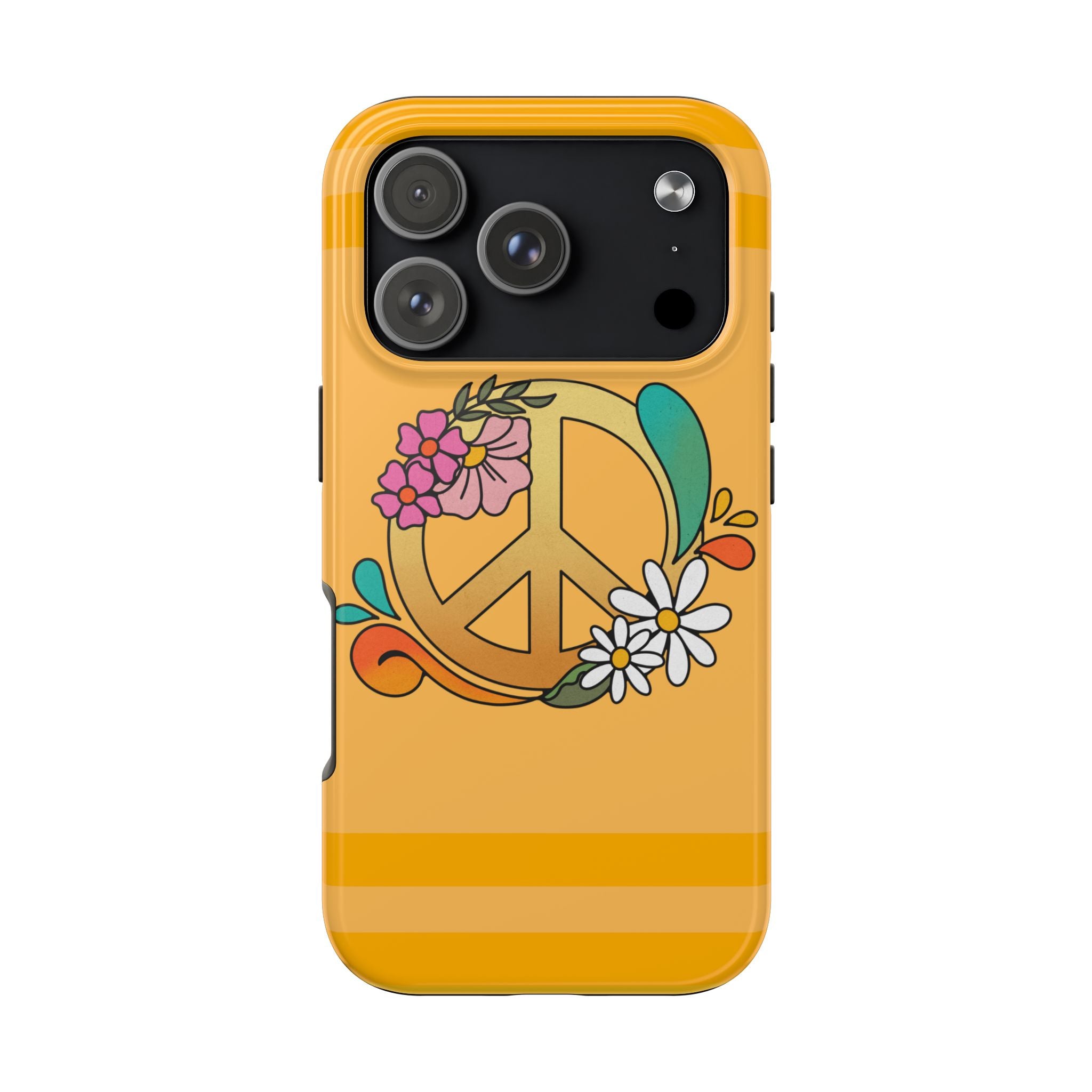 60s–70s Yellow Peace Sign Phone Case ✌️📱
